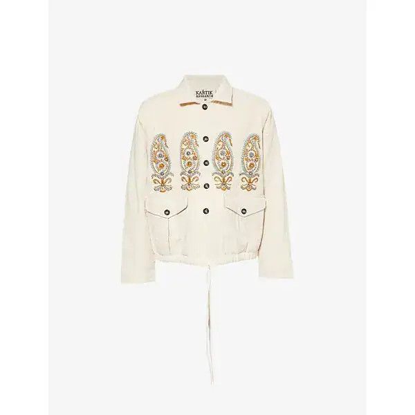 Kartik Research o1tko10426 Ranthambore Embroidered Jacket in Ivory Size US S / EU 44-46 / 1 - 1 Thumbnail