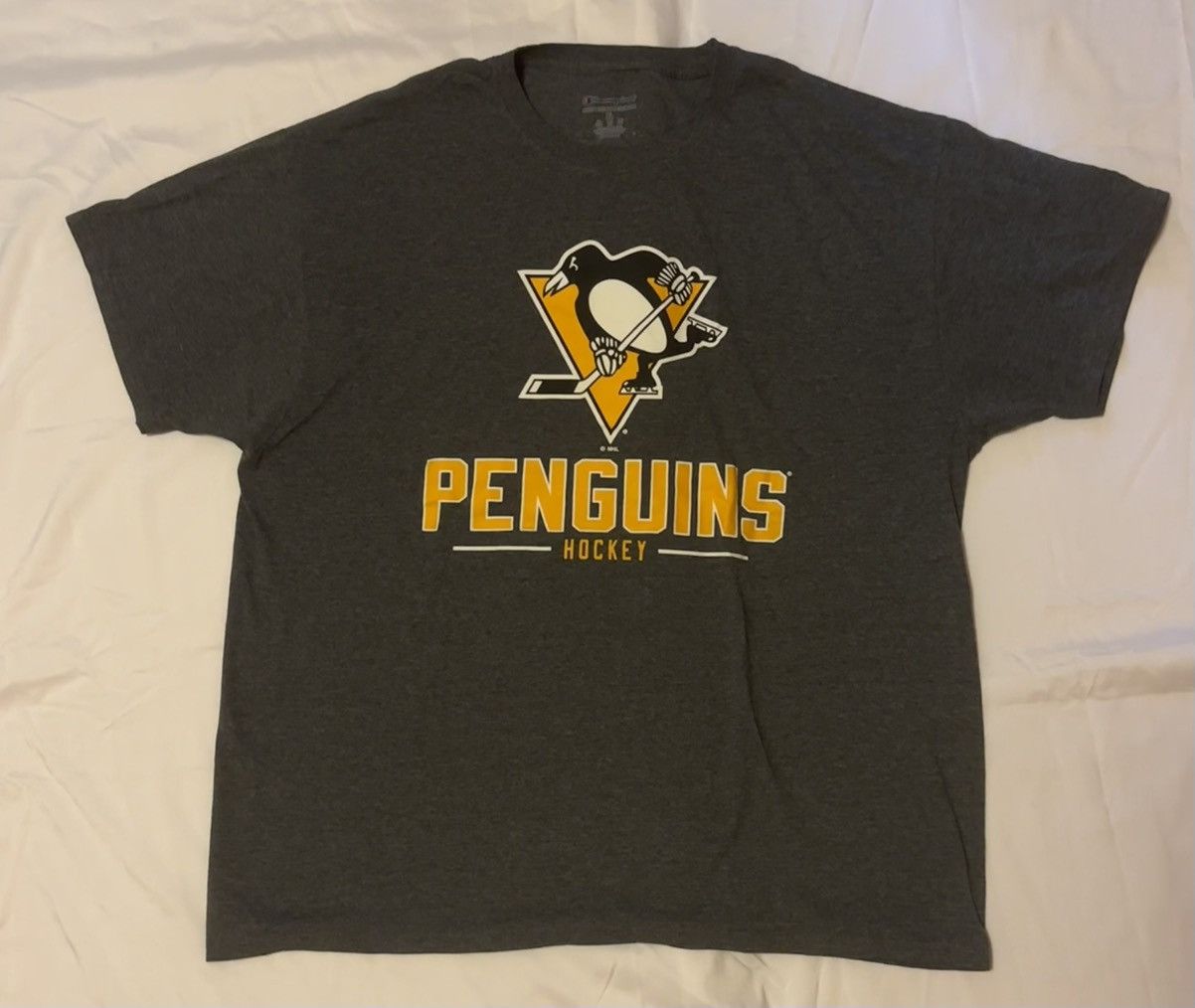 Champion CHAMPION PITTSBURGH PENGUINS Hockey Grey Logo Tee Sz. XL Size US XL / EU 56 / 4 - 1 Thumbnail