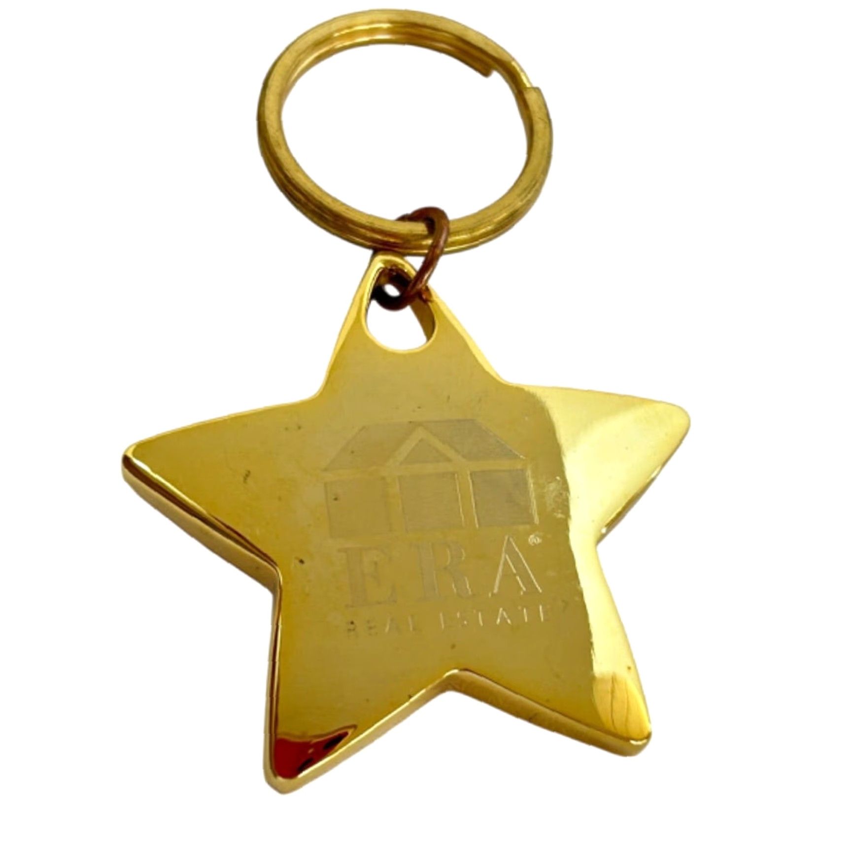 Vintage Goldtone Star Metal Keychain Keyring ERA Real Estate 3" Unbranded Unisex Key Chain Gold Star Real Estate 3" Size ONE SIZE - 3 Thumbnail