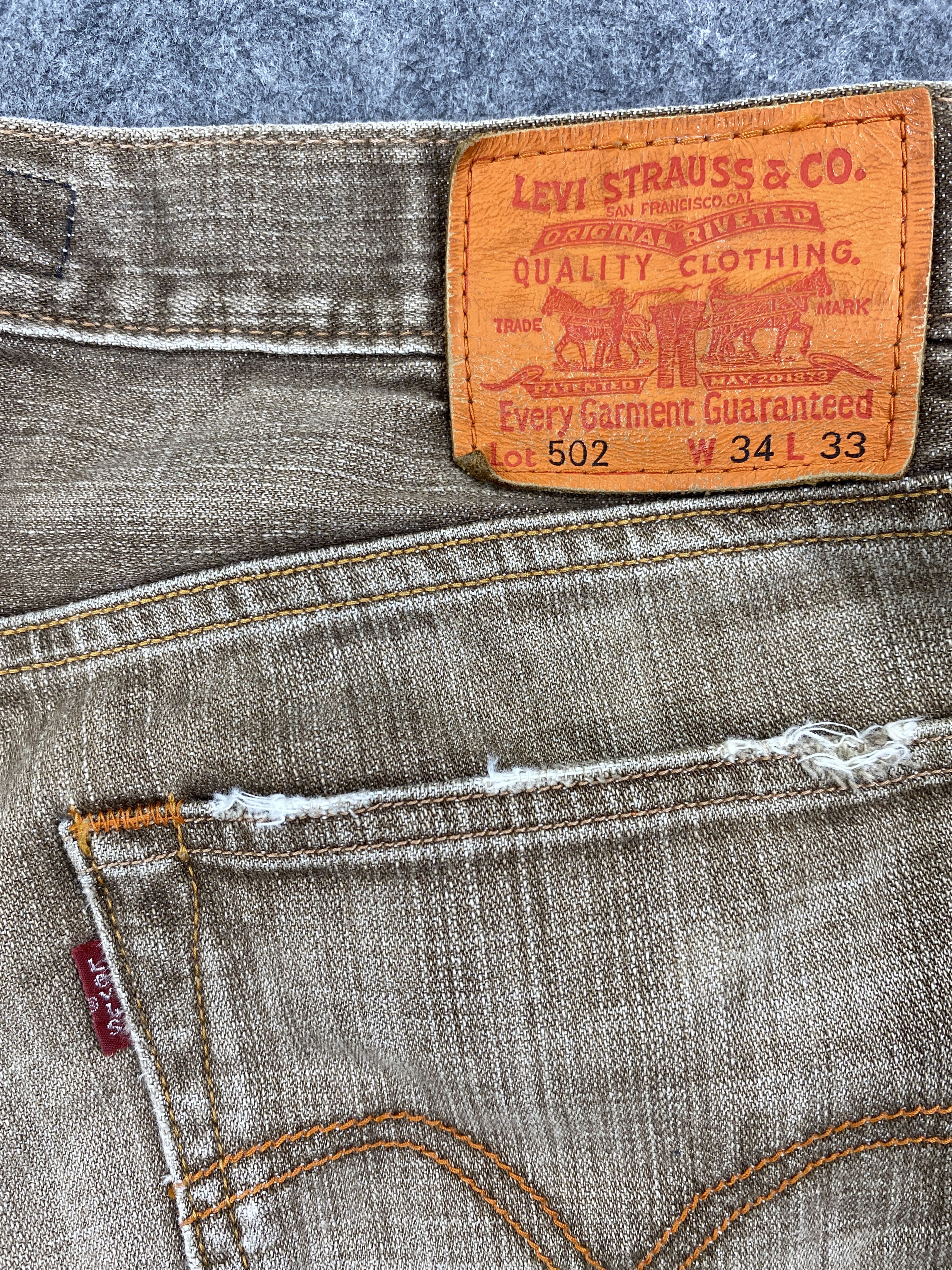 Levi's Distressed Brown Levi's 502 Jeans 35x29.5 Denim -SJ062 Size US 33 - 8 Thumbnail