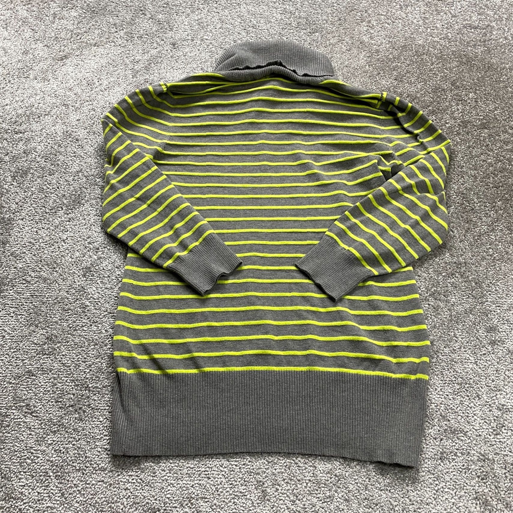 Vintage One A Sweater Womens Large Gray Yellow Striped Cowl Neck Knit Long Sleeve Pullover Casual Womens Size L / US 10 / IT 46 - 2 Thumbnail