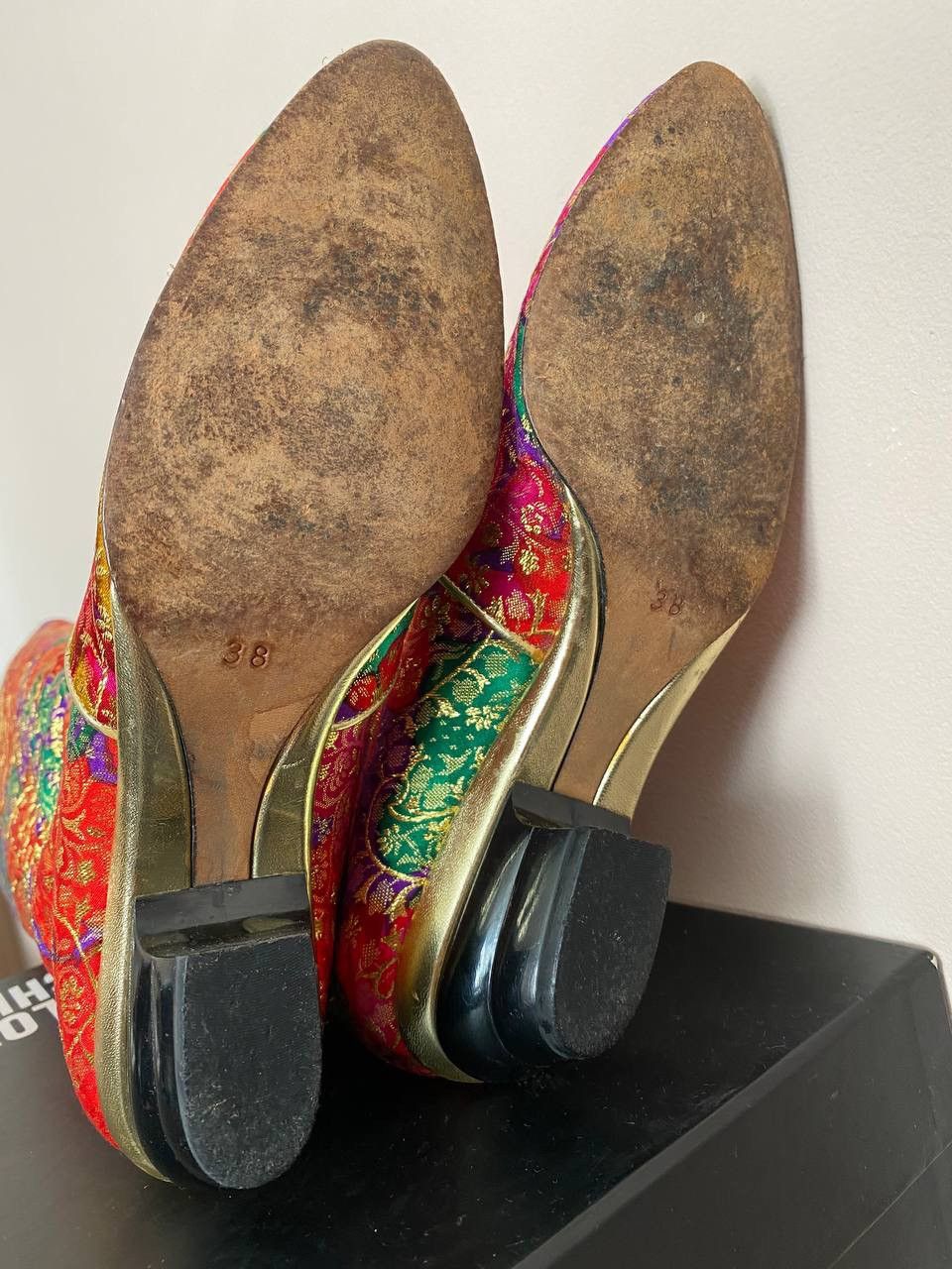 Escada 1980s Escada Red Purple and Green Gold Lamé Brocade Boots Size US 8 / IT 38 - 6 Thumbnail