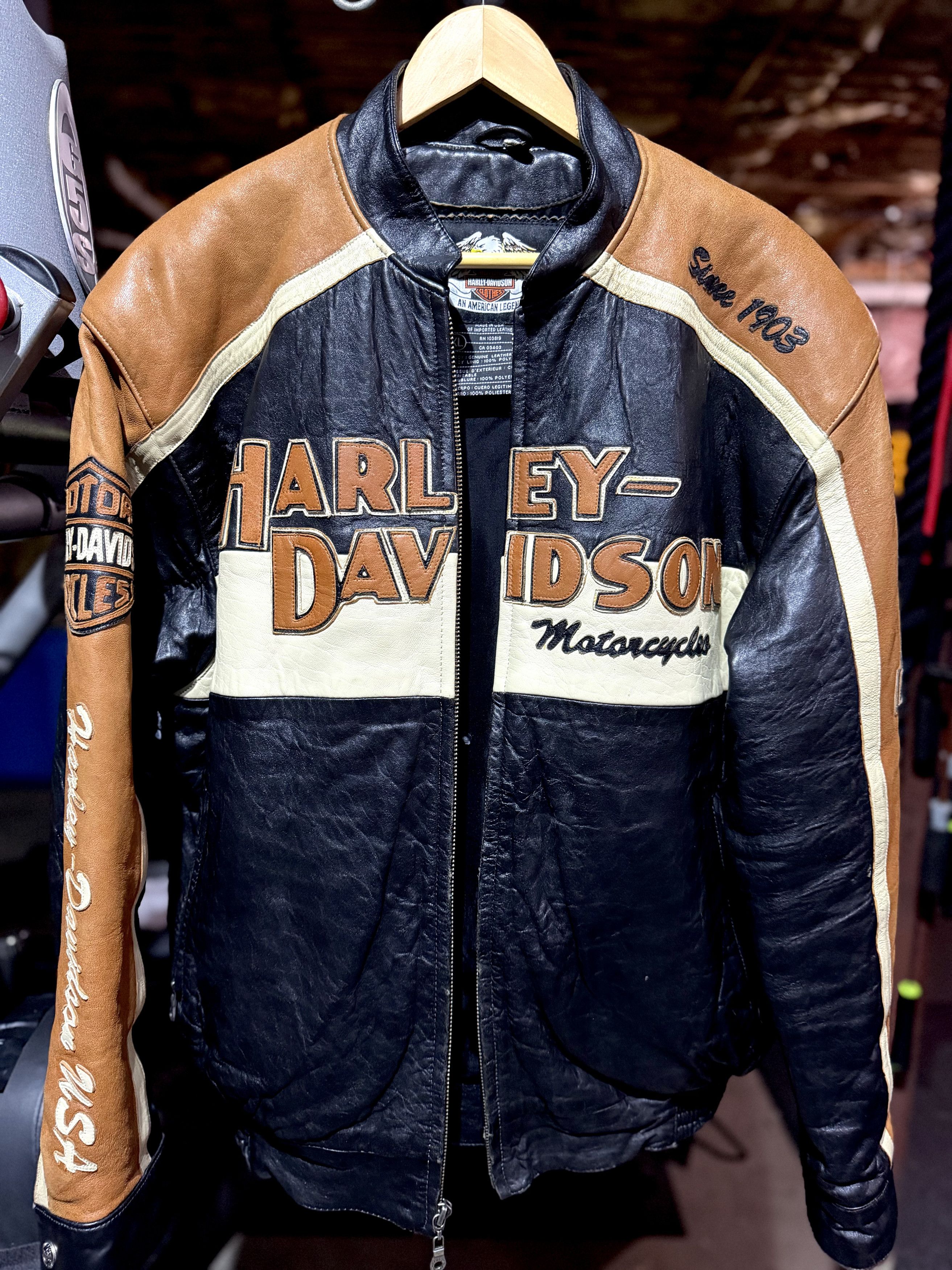 Harley Davidson LEATHER JACKET CAFE RACER STRAY CATS by HRD The