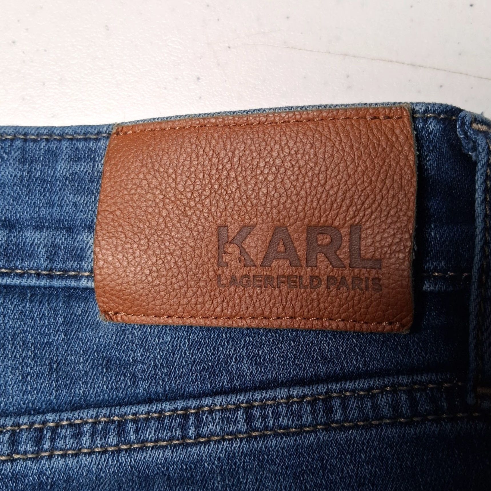 Karl Lagerfeld Karl Lagerfeld Jeans Women 29x27 Straight Leg Studded Rhinestone Star Whiskered Blue Denim 5-Pocket Design Womens Size 29" - 5 Thumbnail
