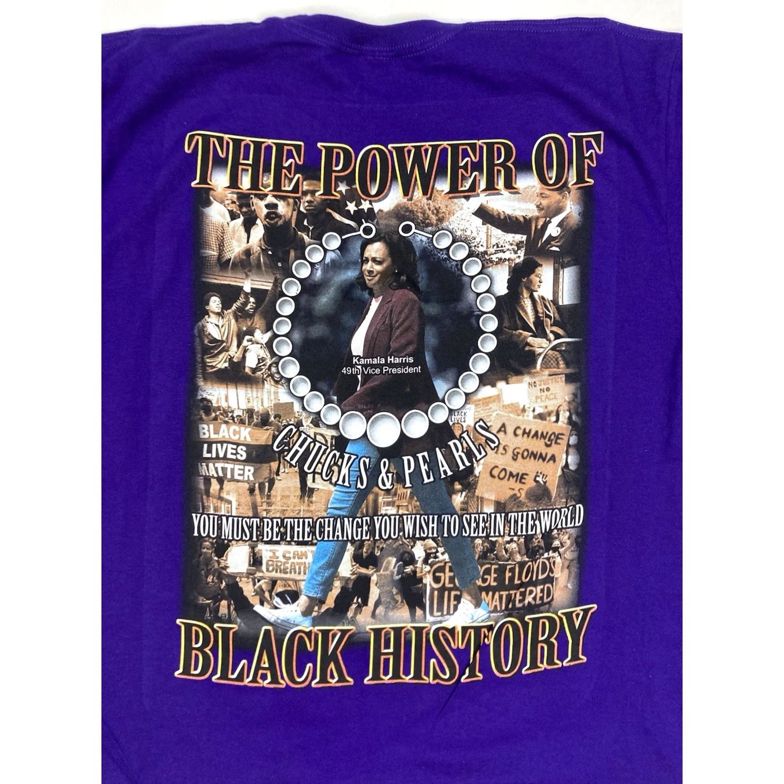 Gildan VINTAGE Black History Making Dreams Happen Graphic T-shirt Men XL Purple Short Sleeve Size US XL / EU 56 / 4 - 4 Thumbnail
