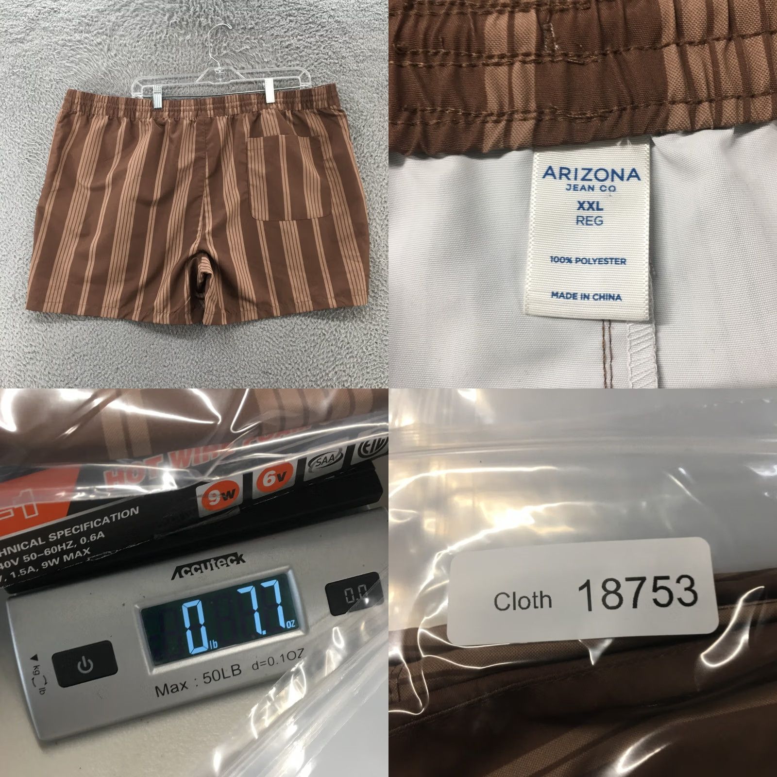 Vintage Arizona Jogger Shorts Mens XXL Brown Striped Elastic Drawstring Waist Pockets Size US 39 - 8 Thumbnail