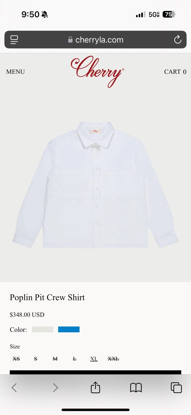 Cherry LA White Poplin Pit Crew Shirt Size US L / EU 52-54 / 3 - 3 Thumbnail
