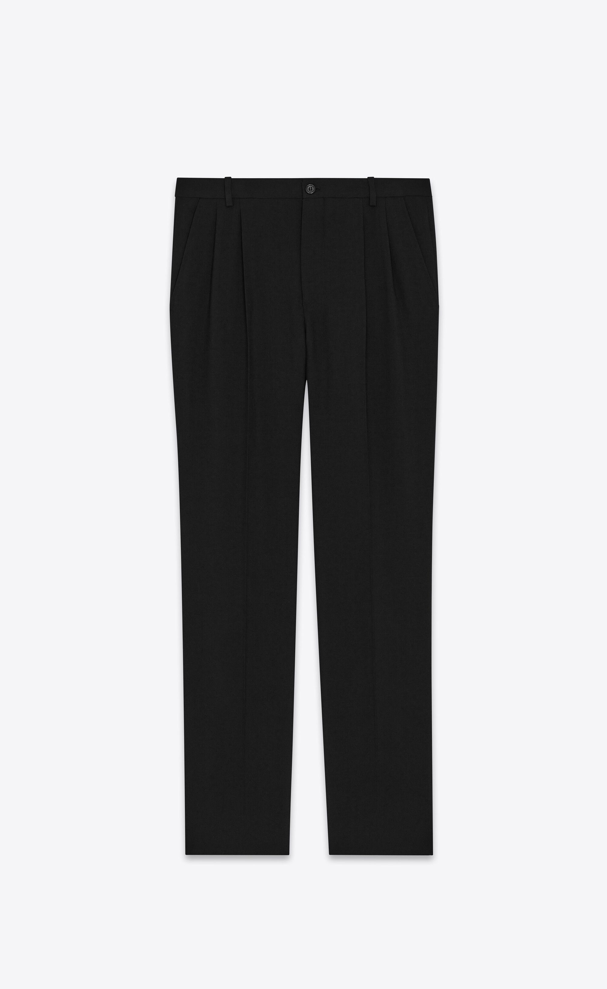 o1s1wg110724 Straight Pants in Chevron Wool in Black