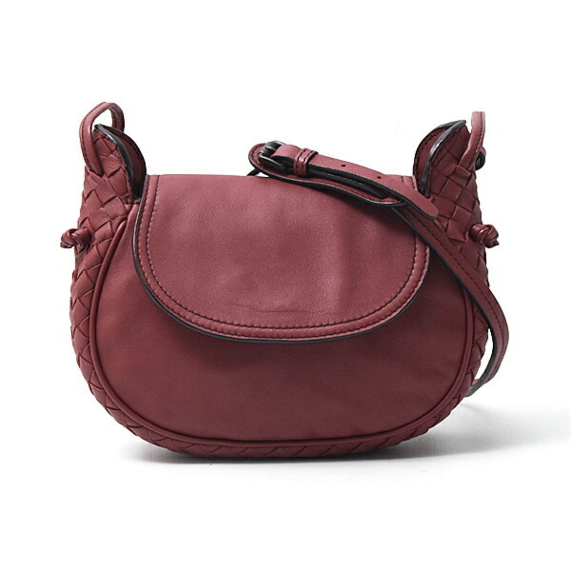 Bottega Veneta Women's Intrecciato Nodini Pochette Shoulder Bag in Red Lambskin (B08035720Z)