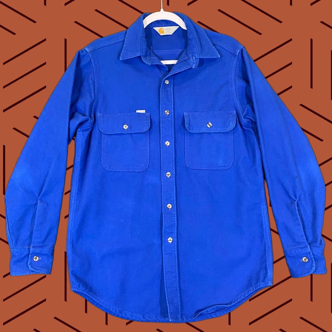 Carhartt VINTAGE Carhartt Shirt Mens M - L Blue Wool Acrylic Blend Button Up Outdoor Workwear Size US M / EU 48-50 / 2 - 1 Thumbnail