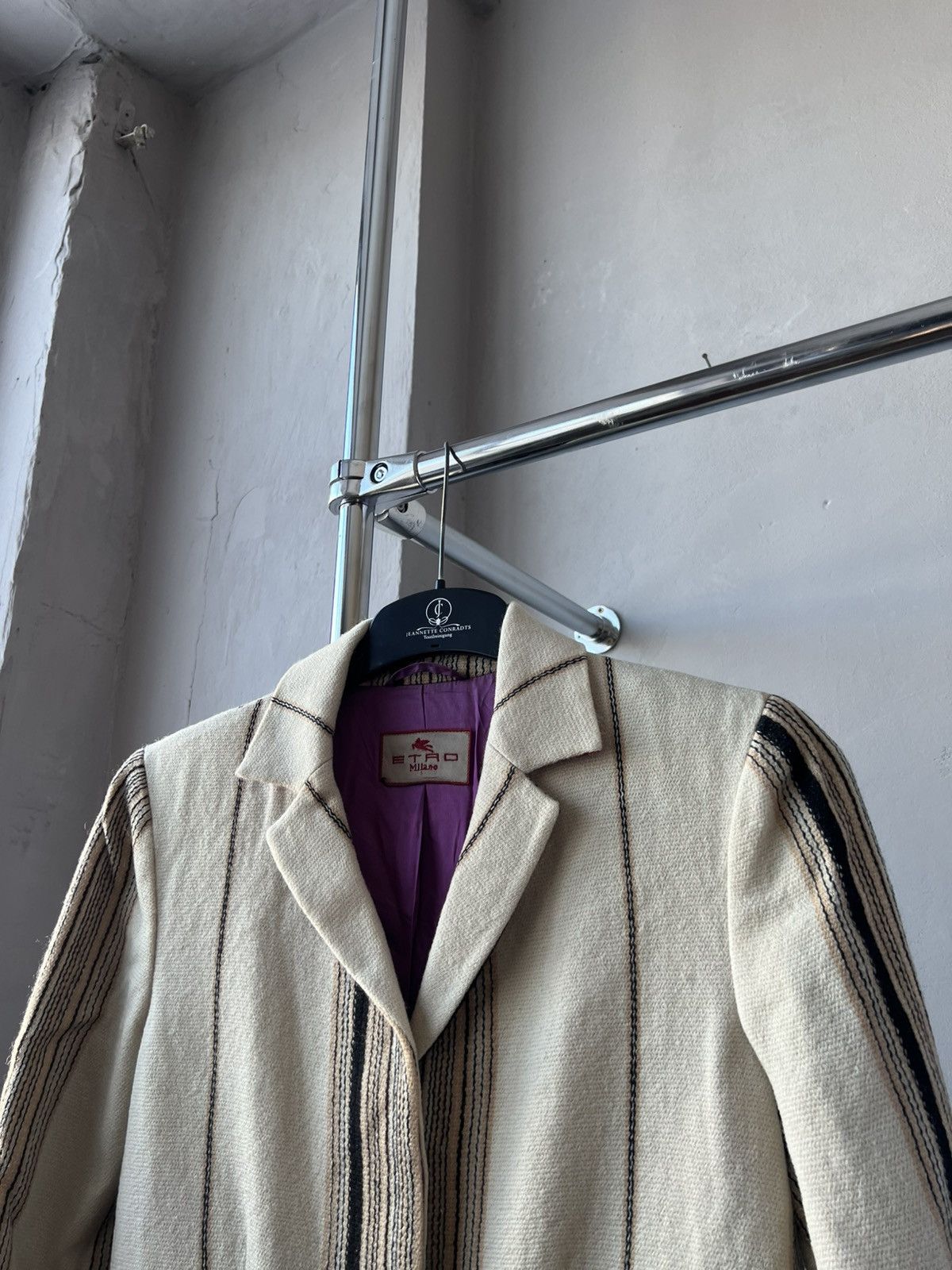 Etro VINTAGE ETRO MILANO WOOL STRIPED WOMEN CLASSIC COAT JACKET42 Size M / US 6-8 / IT 42-44 - 5 Thumbnail