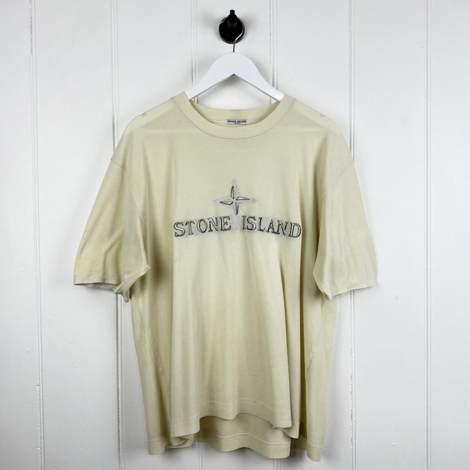 Stone Island 00’s Stone Island Embroidered Logo T-Shirt Cream – Size L Size US L / EU 52-54 / 3 - 1 Thumbnail