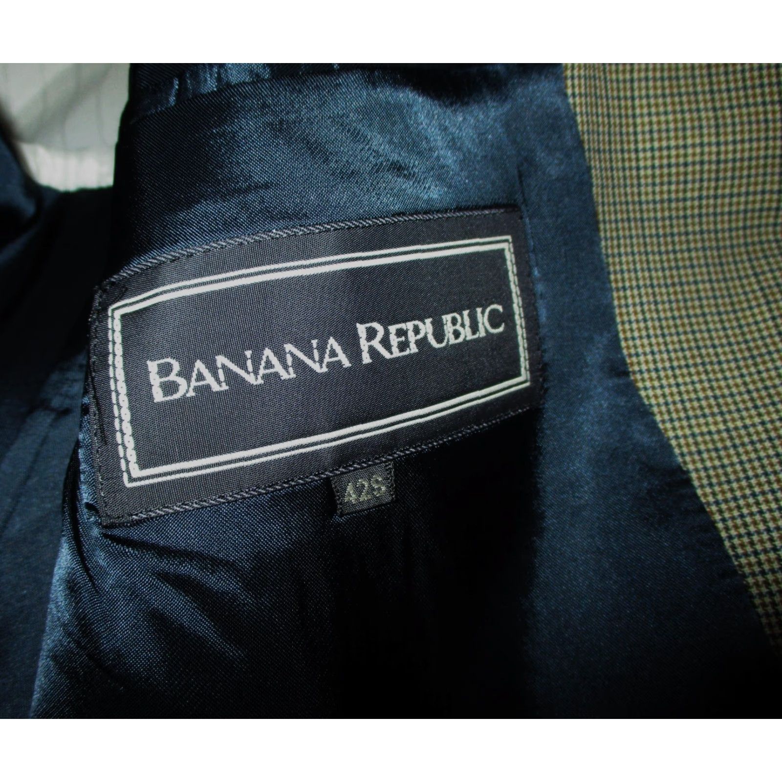 Banana Republic VINTAGE Banana Republic Blazer Jacket 100% Wool Tan Brown 42 Short Men's Three-Button Single-Breasted Check Pattern Clothing Mens Size US 42 / EU 58 - 6 Thumbnail