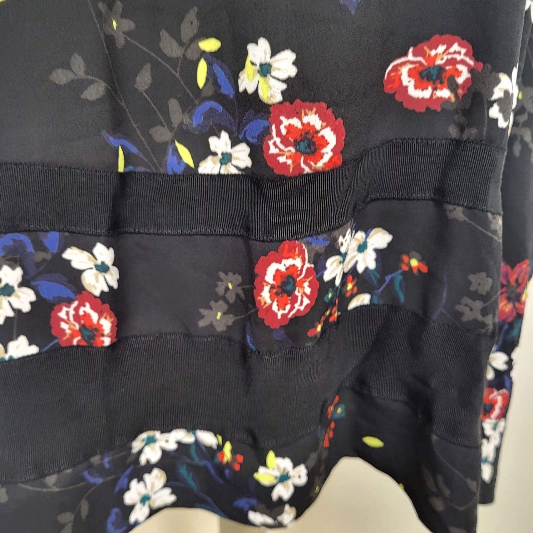 Vintage Rachel Rachel Roy Blouse Womens 1X Black Floral Print Cold Shoulder Square Neck Shirt Blouse Size XL / US 12-14 / IT 48-50 - 7 Thumbnail