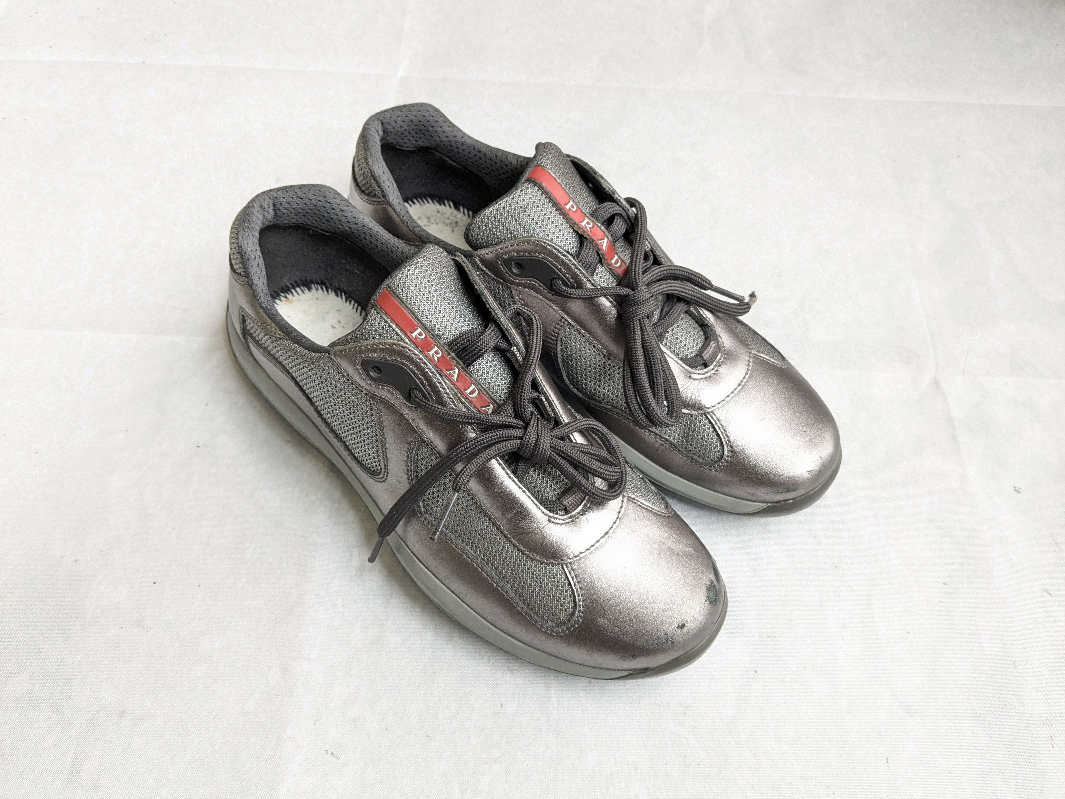 Prada Prada America's Cup Sneakers Silver 7 Leather Low Tops Size US 7 / EU 40 - 2 Thumbnail