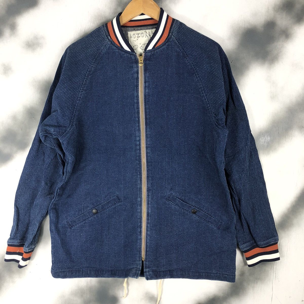 Japanese Brand Authentic Aozora Sashiko Denim Ribbed Jacket Size US L / EU 52-54 / 3 - 2 Thumbnail