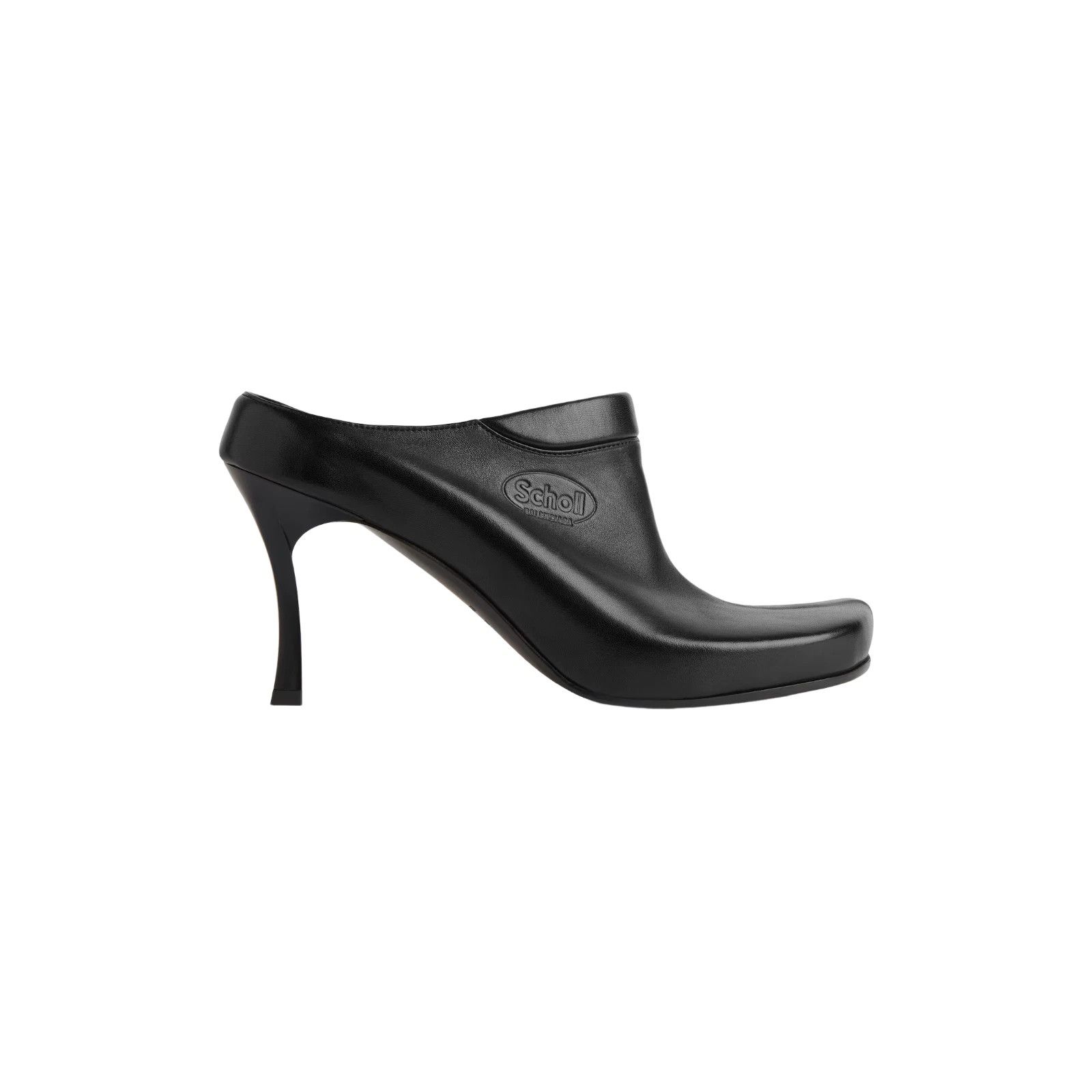 BALENCIAGA $1190 Black Leather 80mm Mules New & Authentic