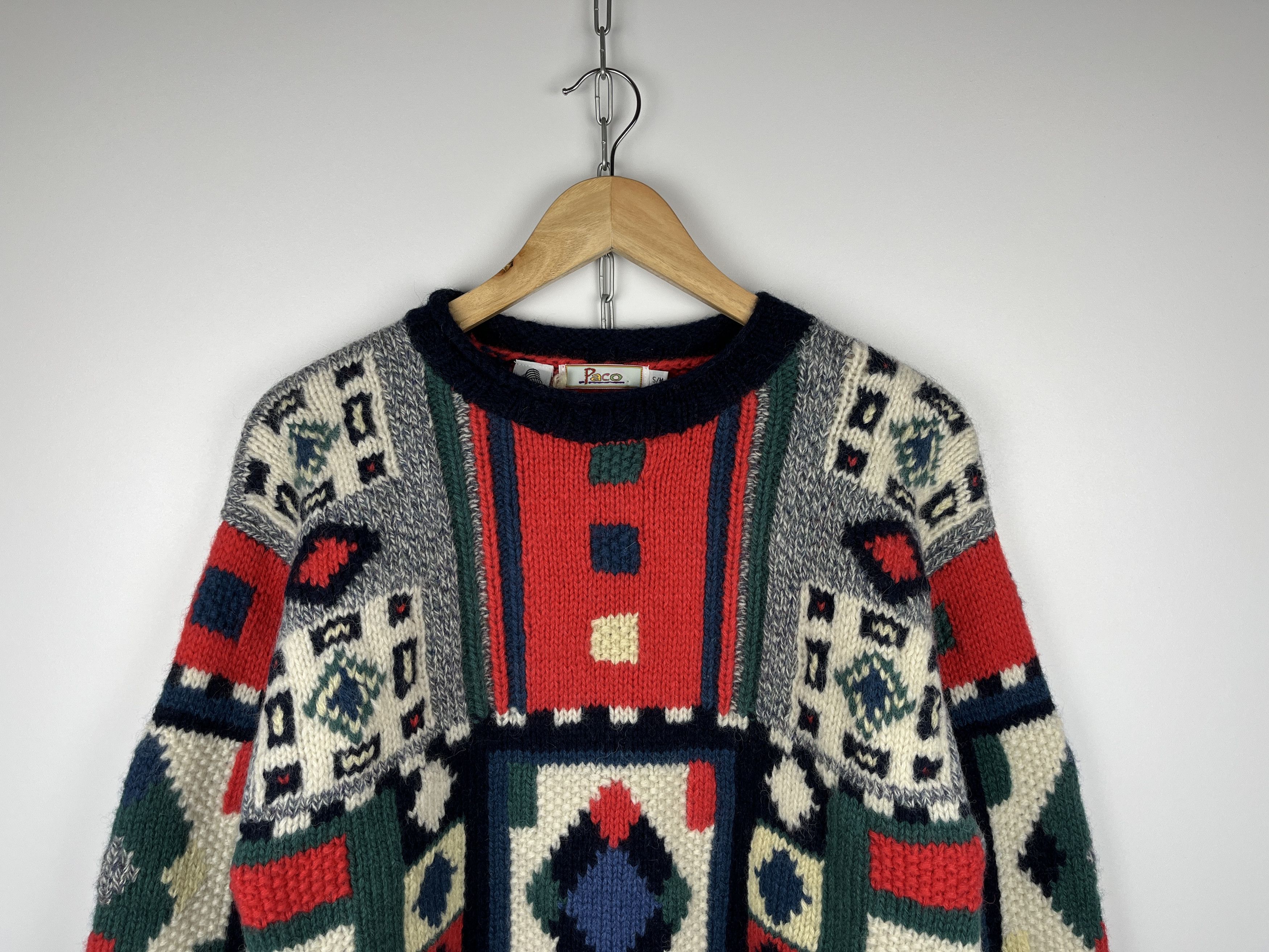 Vintage PACO Geometric Abstract Wool Knit Sweater Size S/M Christmas Size US S / EU 44-46 / 1 - 3 Thumbnail