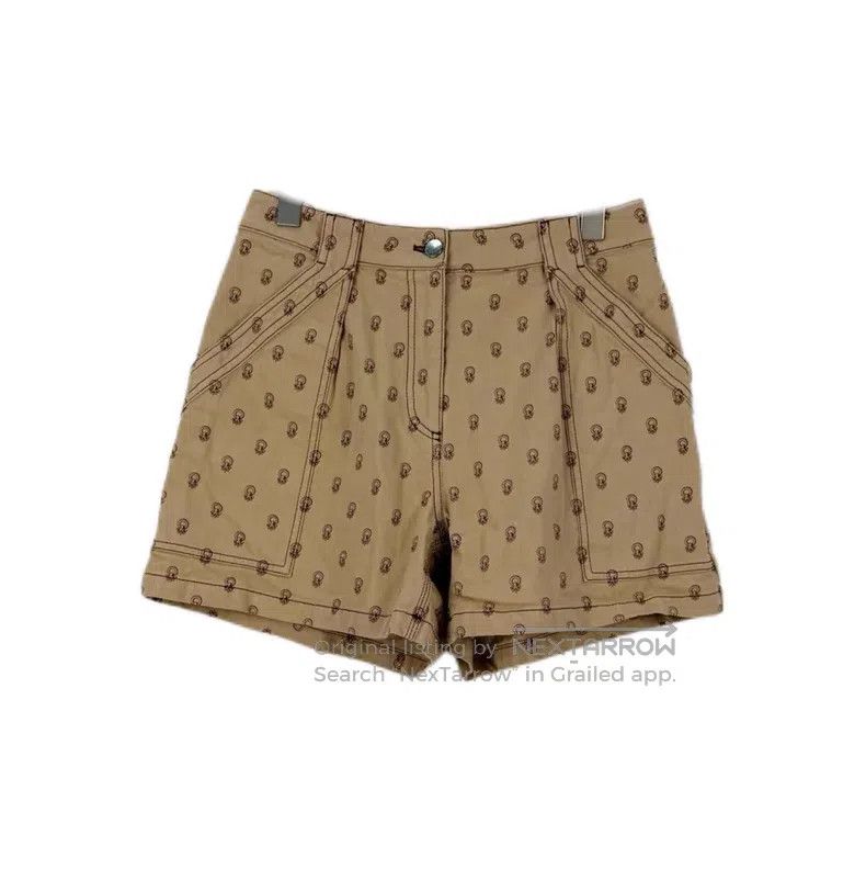 Hermes Hermes Khaki Full Logo Leather Tag Denim Cotton Shorts Size 25" / US 0 / IT 36 - 1 Thumbnail