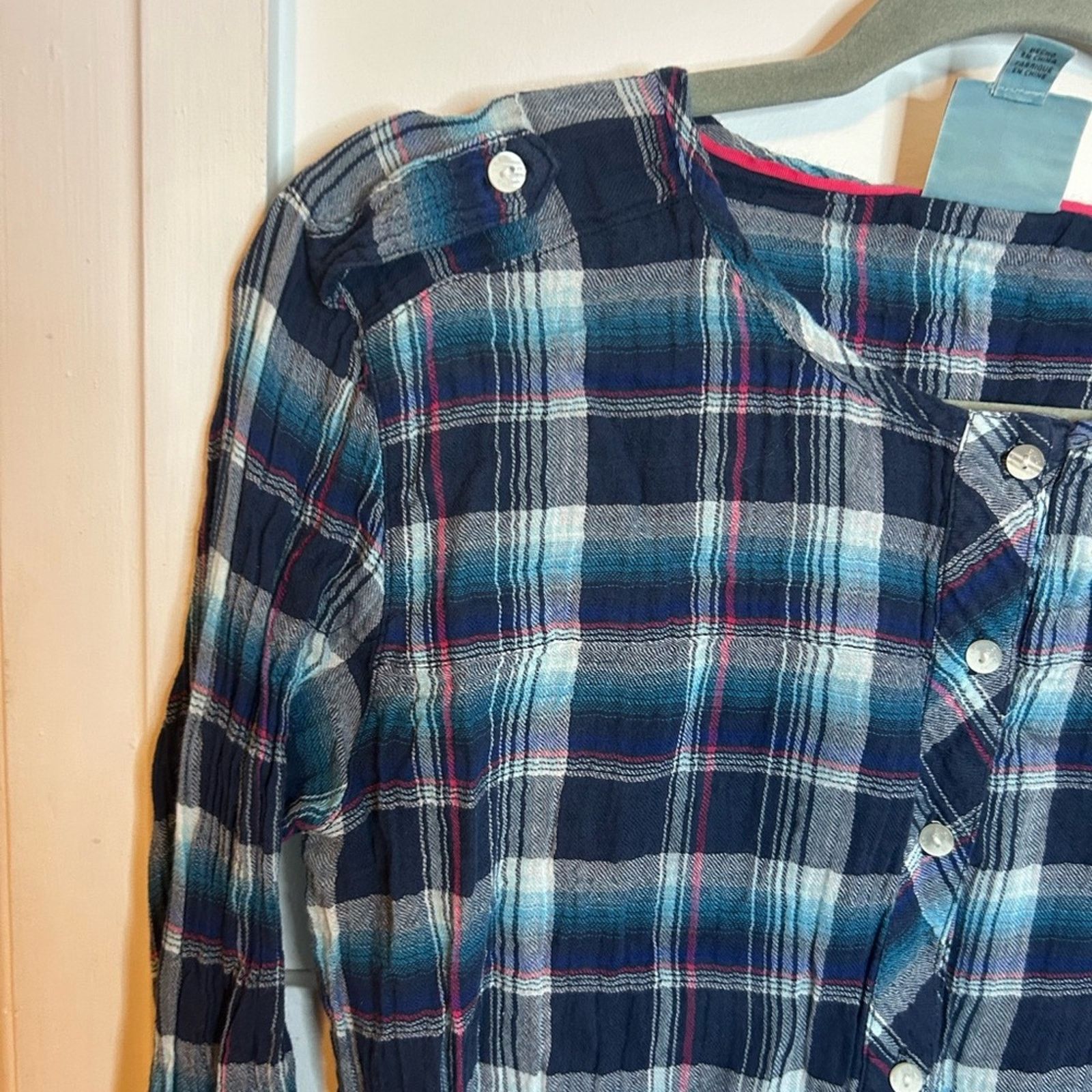 Other C&C California Blue Plaid Gauze Cotton Popover Top Size XS / US 0-2 / IT 36-38 - 5 Thumbnail