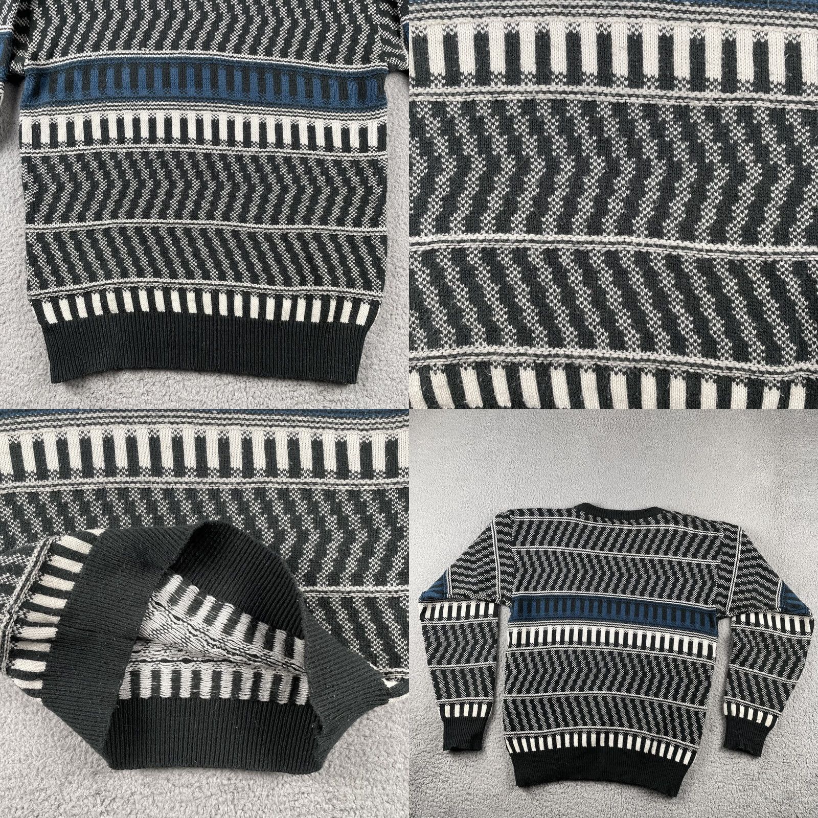 Vintage VINTAGE Sweater Graphix Acrylic Knit Geometric Sweater Mens XL Black & White 90s Size US XL / EU 56 / 4 - 8 Thumbnail