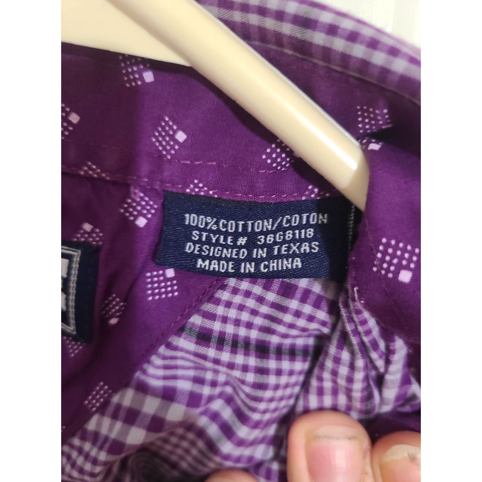 Vintage Panhandle Mens Purple Plaid Button-Up XL Long Sleeve Cotton Cowboy Western Shirt Mens XL Purple Plaid Button-Up Cowboy Western Panhandle Size US XL / EU 56 / 4 - 4 Thumbnail