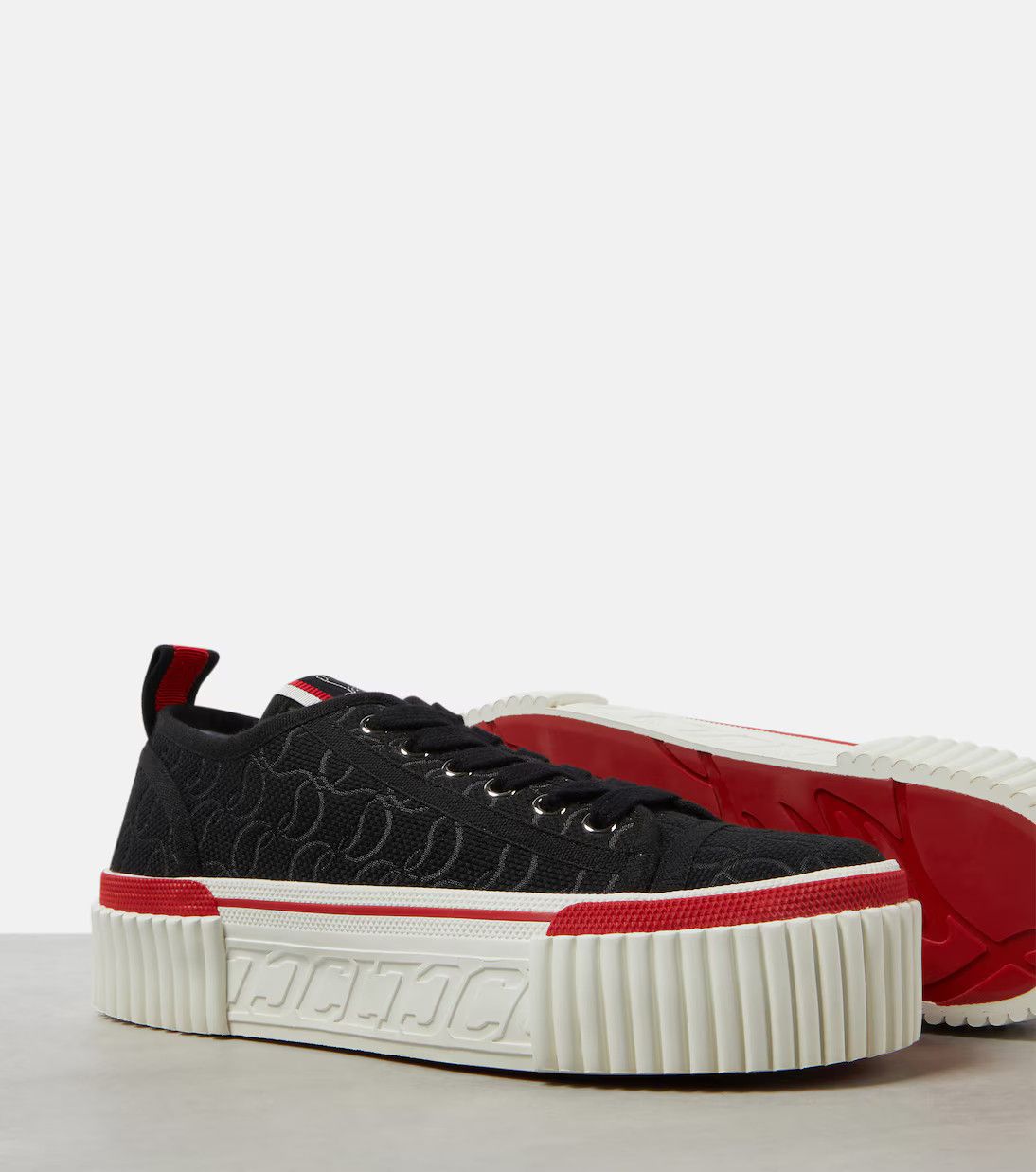 Christian Louboutin o1s1wg110125 Super Pedro Cl Platform Sneakers in Black Size US 7 / IT 37 - 2 Thumbnail