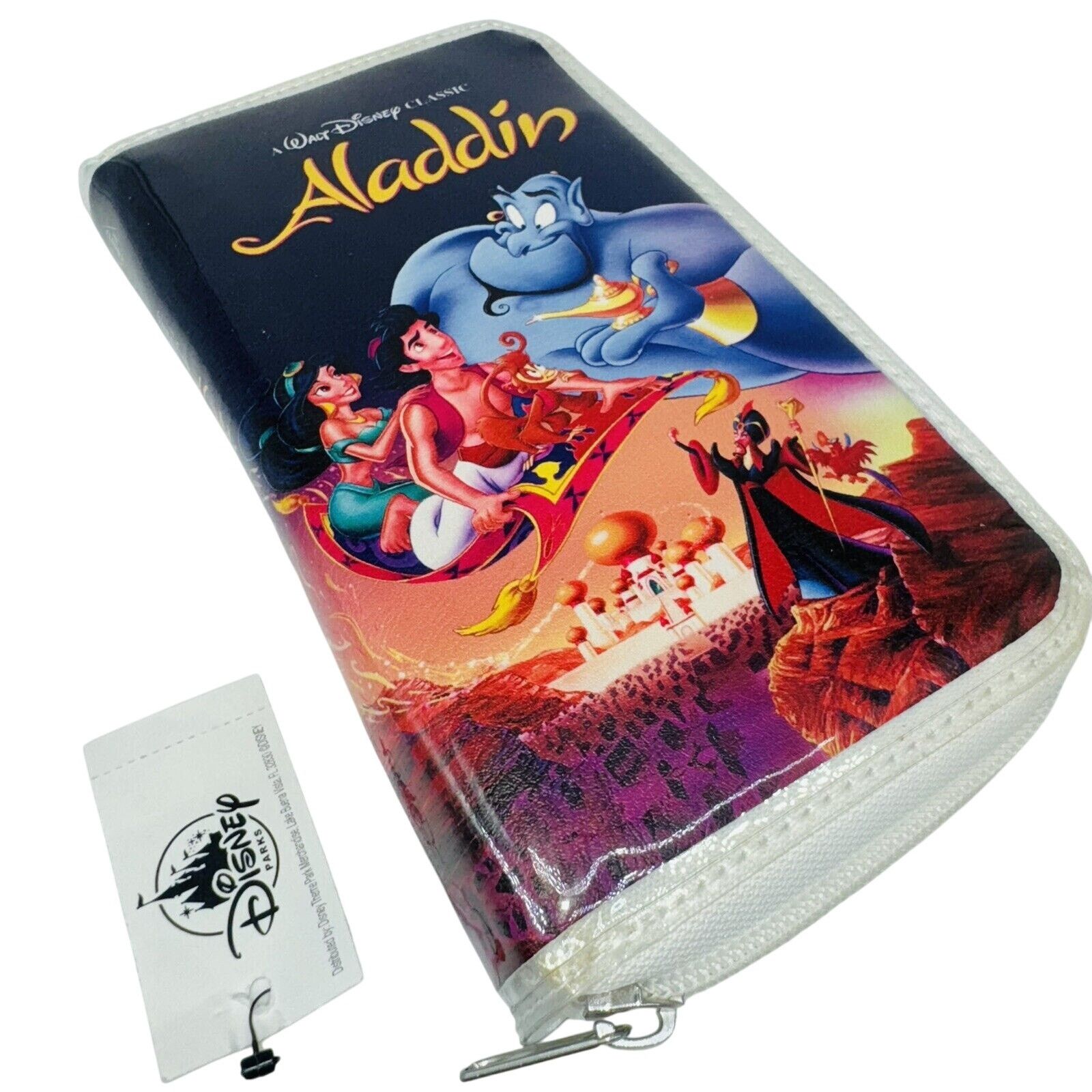Disney NEW ALADDIN Black Diamond VHS Movie Disney Parks Zip Wallet ...