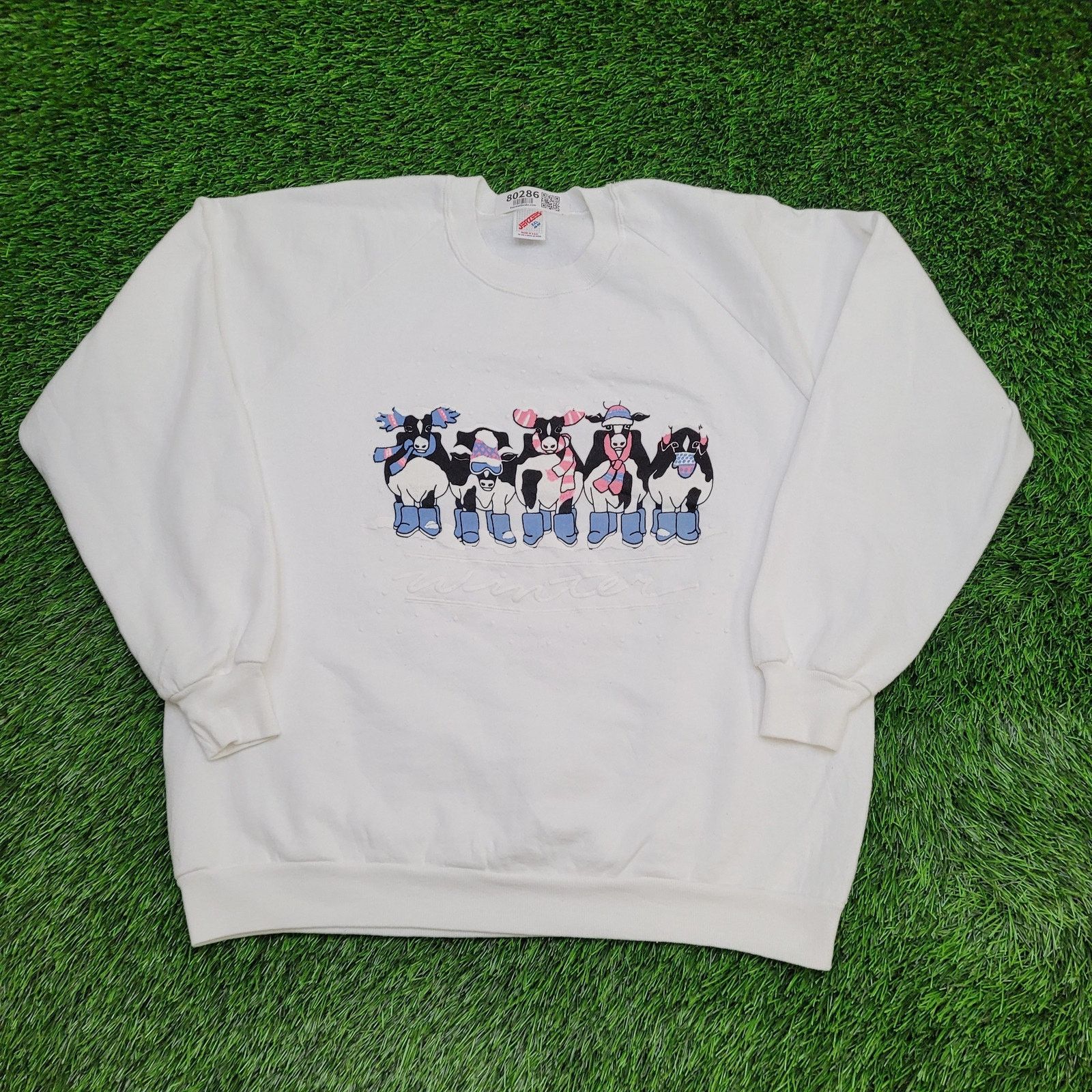 Jerzees Vintage Funny Cow Sweatshirt Women 2XL 24x26 Baggy Winter Size XXL / US 16-18 / IT 52-54 - 1 Thumbnail