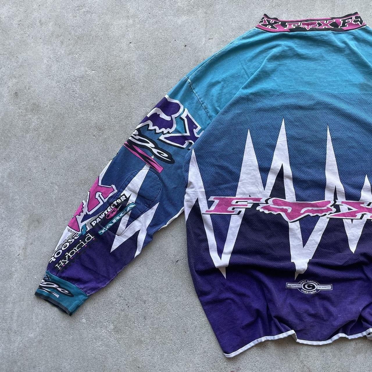 Fox Racing Vintage 90s Faded Worn Fox Racing Motocross Jersey Size US XL / EU 56 / 4 - 7 Thumbnail