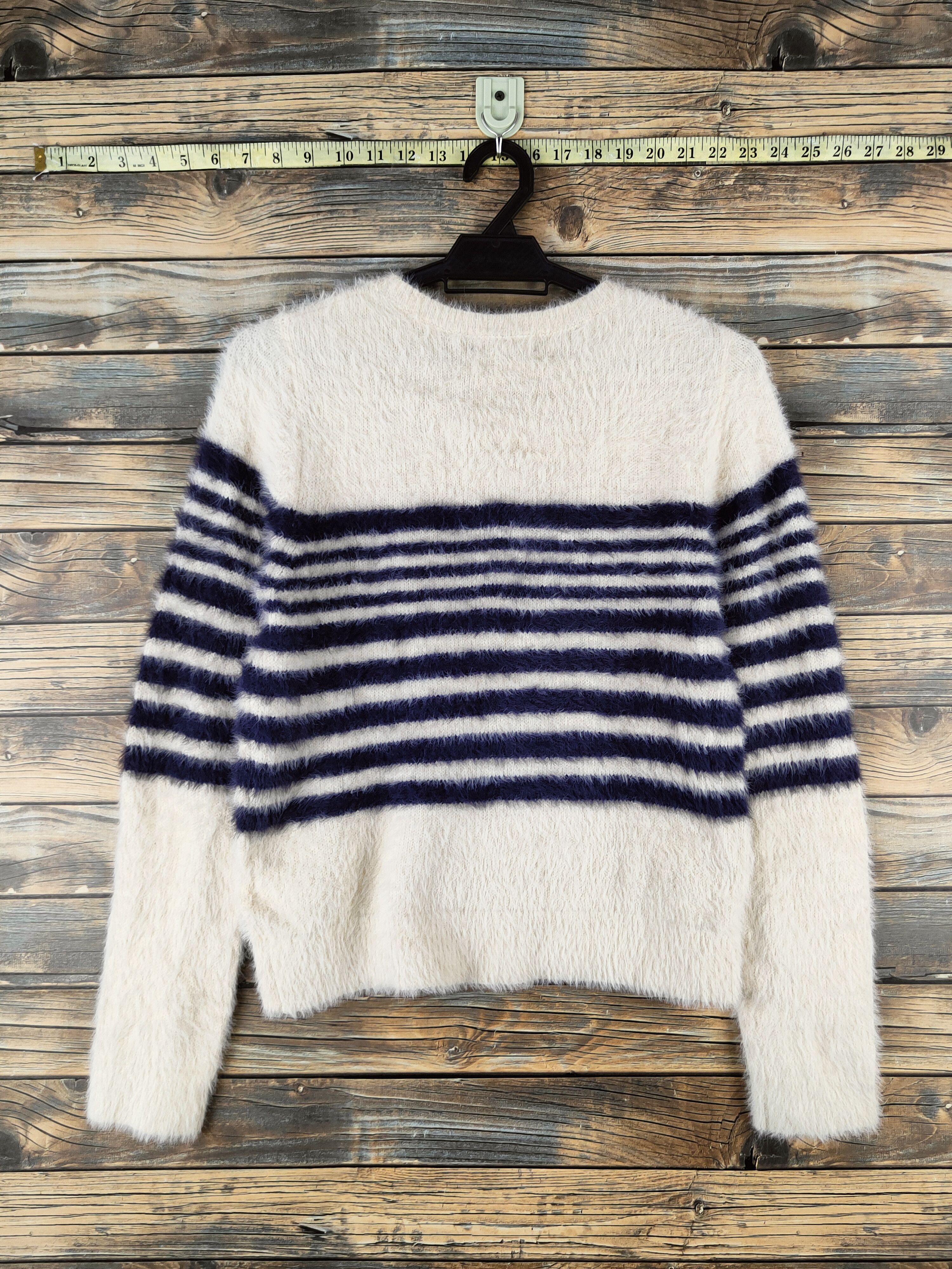 Japanese Brand DL Jeunne Garcon Navy Ivory Fur Mohair Knitwear #46-1016 Size M / US 6-8 / IT 42-44 - 7 Thumbnail