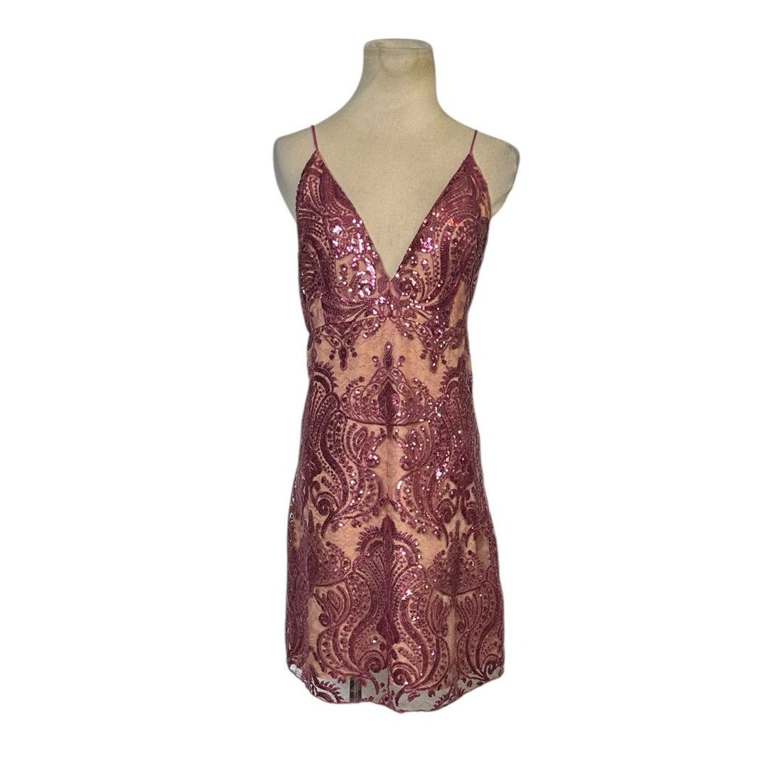 Free People Free People Pink Sequin Spaghetti Strap Mini Dress Size 14 Size XL / US 12-14 / IT 48-50 - 10 Thumbnail