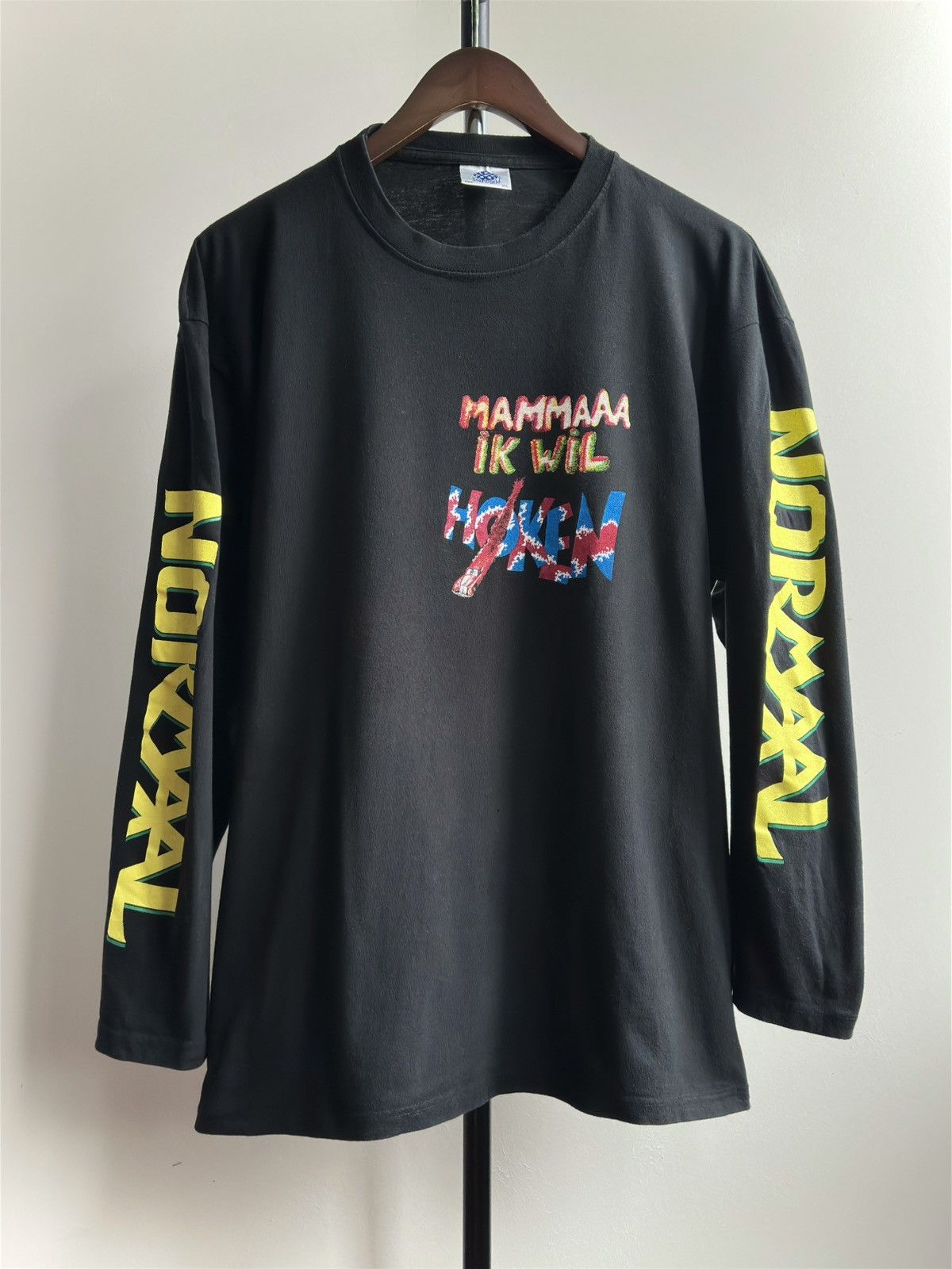Band Tees × Vintage Vintage 90s NORMAAL HOKEN MAMMAAA IK WIL Long Sleeve Shirt Size US XL / EU 56 / 4 - 1 Thumbnail