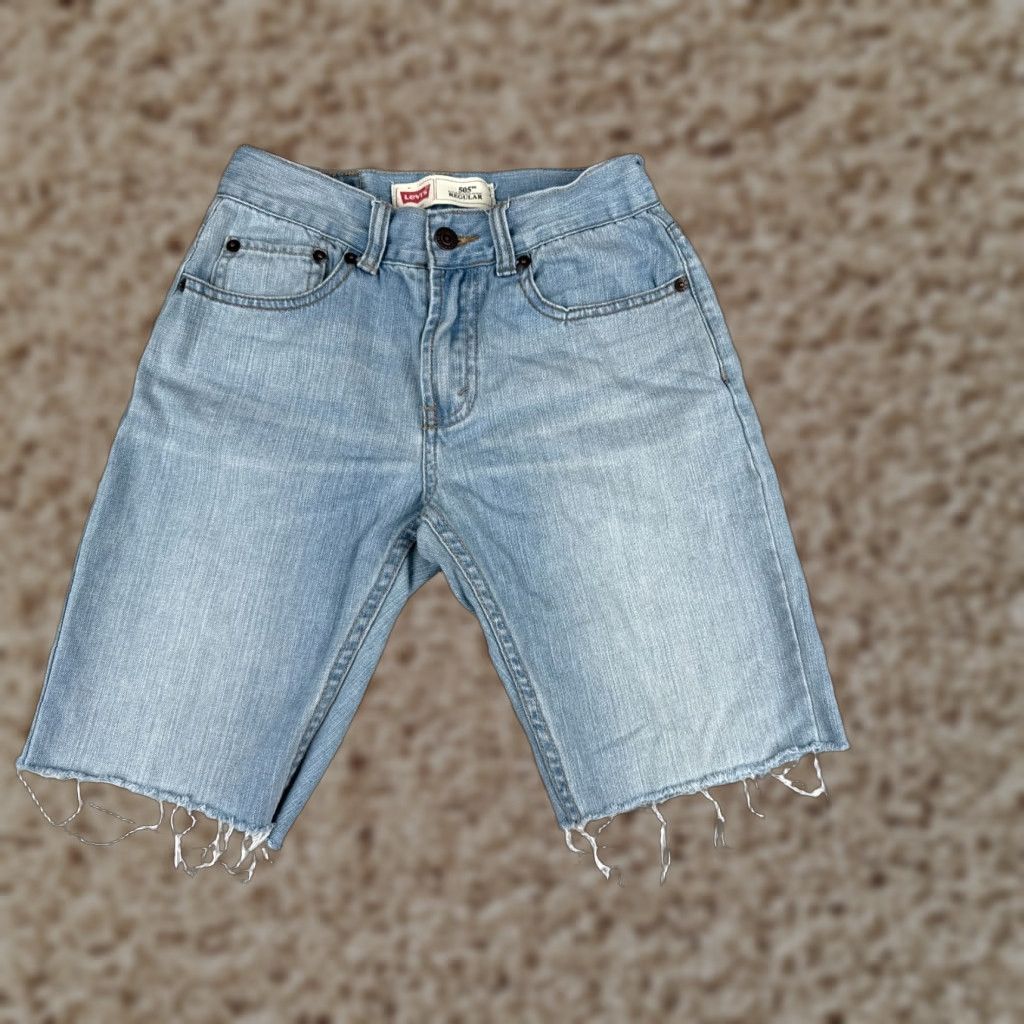 Levi's Levi's Shorts Girl 14 Blue Cut Off Slim Low Regular Fit 100% Cotton Low Rise 24x9 Denim Shorts Teens 14 Blue 80s Cross Womens Girls Size 36" / US 14 / IT 50 - 1 Thumbnail