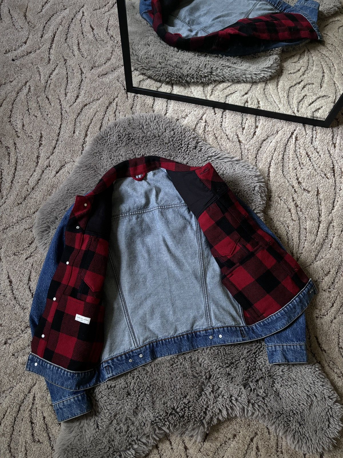 Dries Van Noten Dries van Noten jacket denim patchwork red / black plaid Size US S / EU 44-46 / 1 - 5 Thumbnail