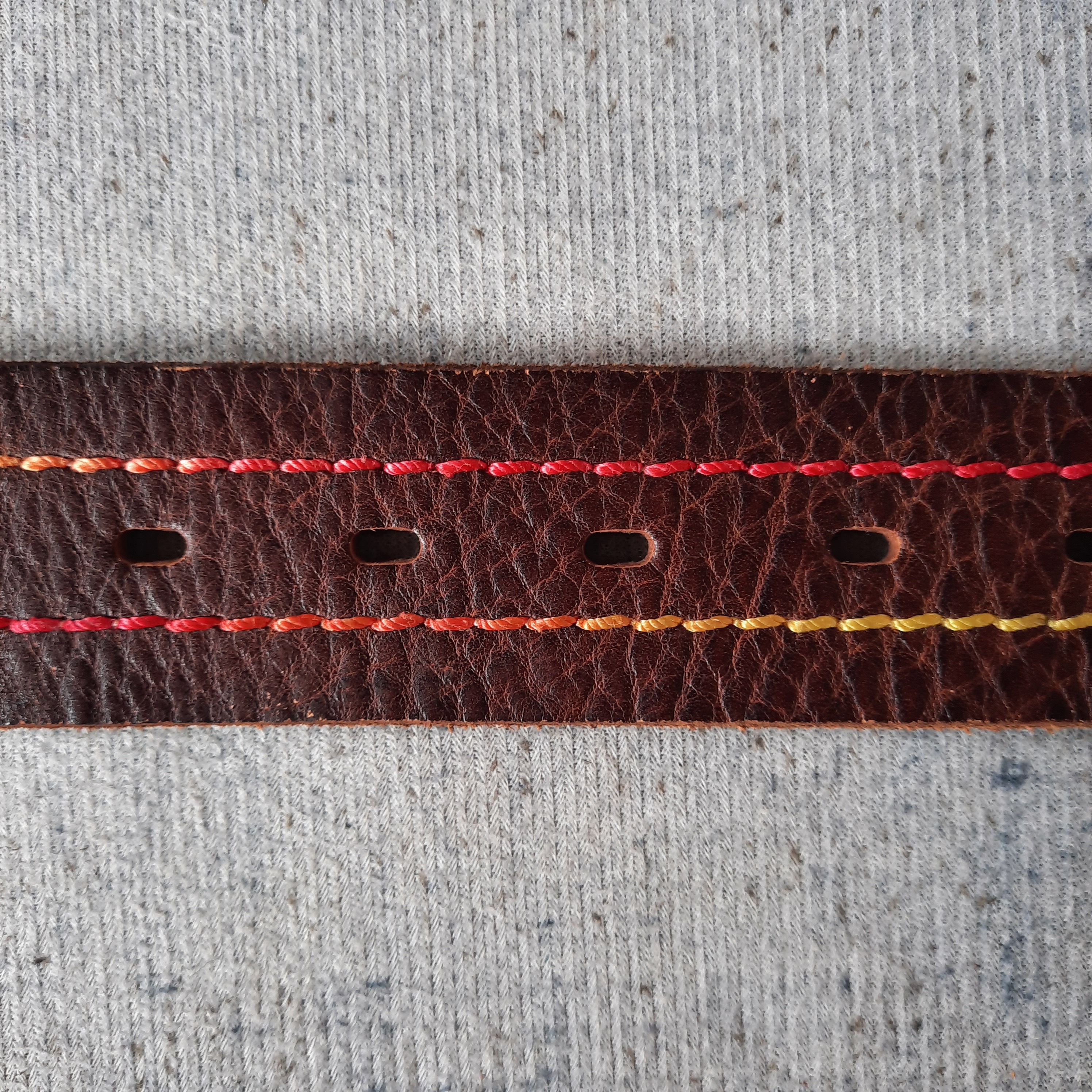 Japanese Brand 💥 Edwin japan craft rainbow stitching leather belt Size ONE SIZE - 5 Thumbnail