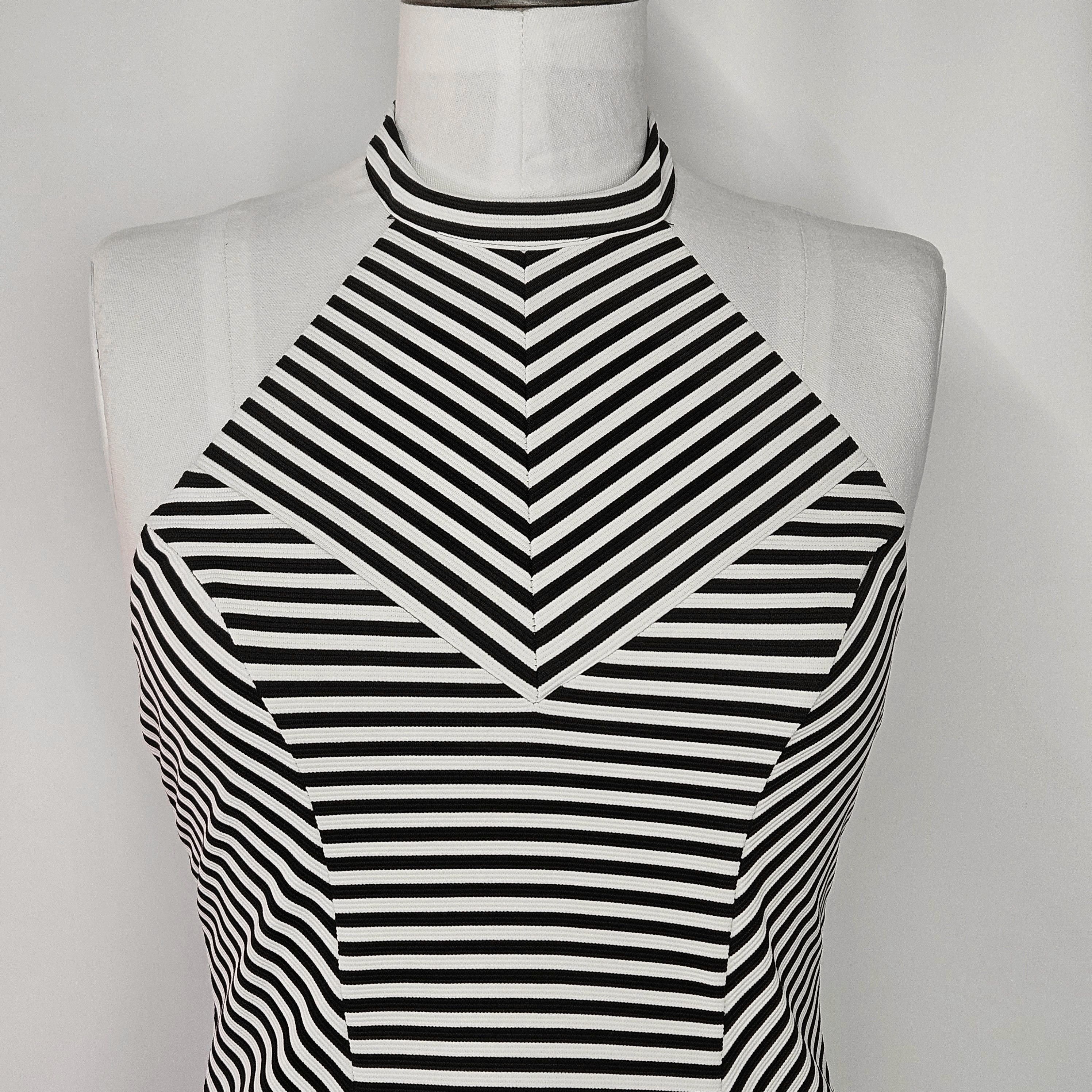 Guess Guess Size S/M Top Halter Peplum Black White Stripe Zipper Size S / US 4 / IT 40 - 5 Thumbnail