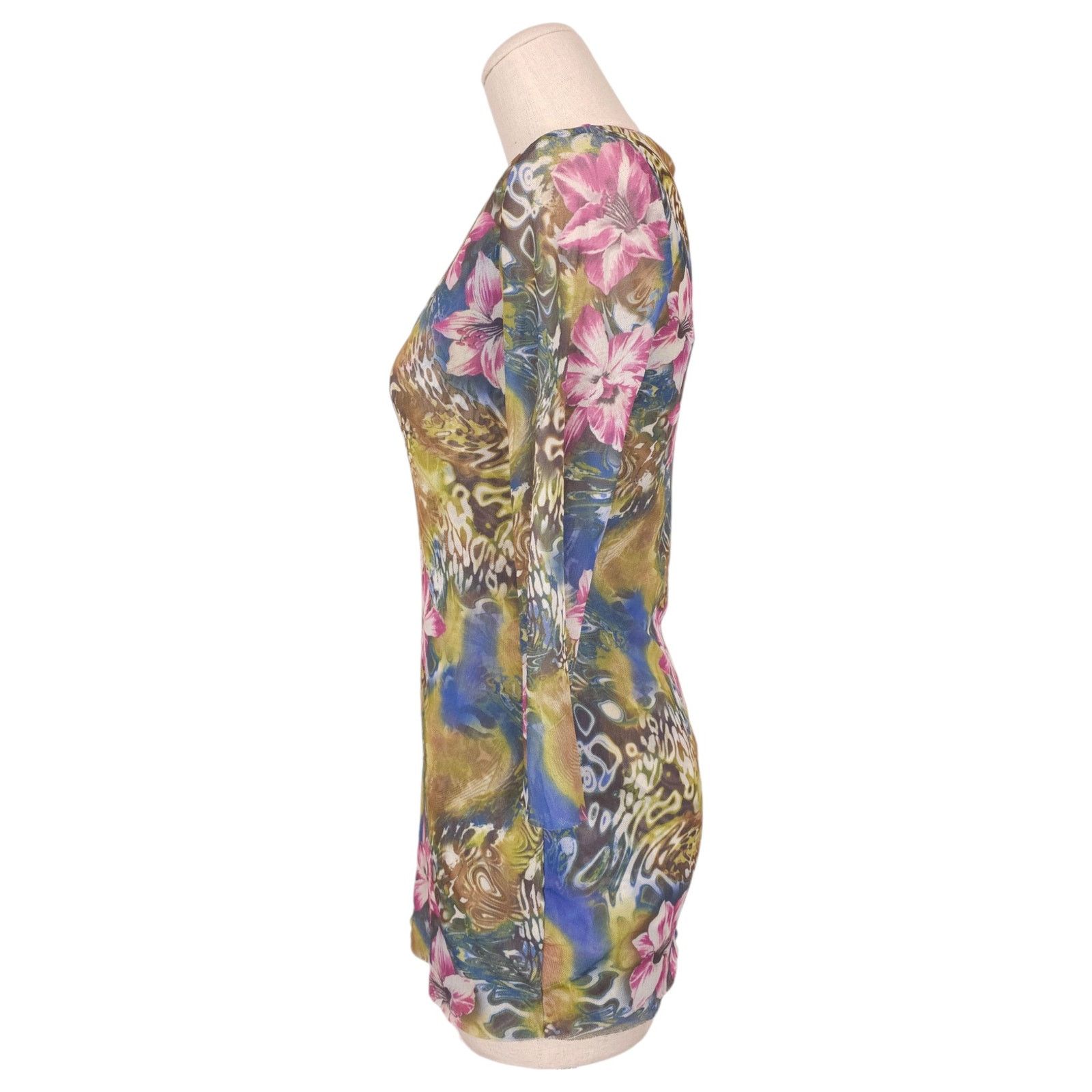 Other Vintage Johnny Heaven Y2K Floral Mesh Top Sz Extra Large Size XL / US 12-14 / IT 48-50 - 2 Thumbnail