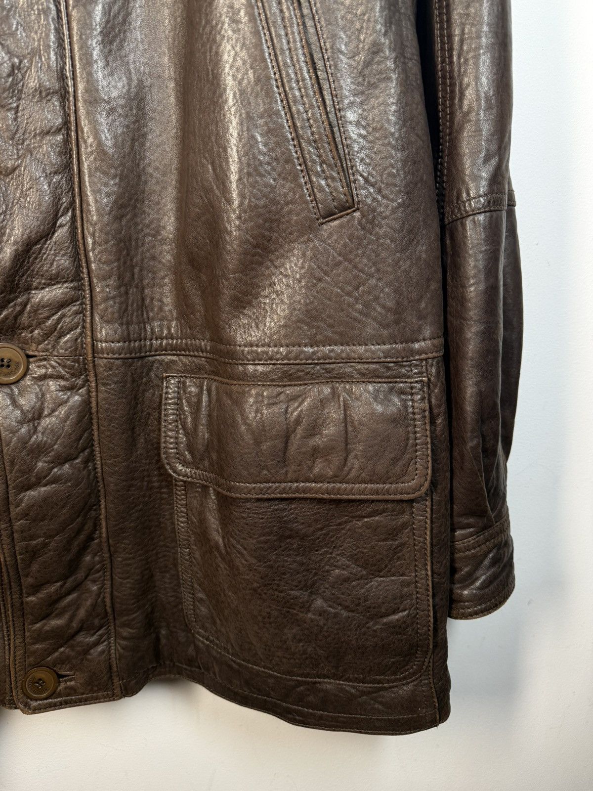 Yves Saint Laurent 90s Napa Leather YSL Jacket Soft Brown Warm Coat Long Size US L / EU 52-54 / 3 - 22 Thumbnail