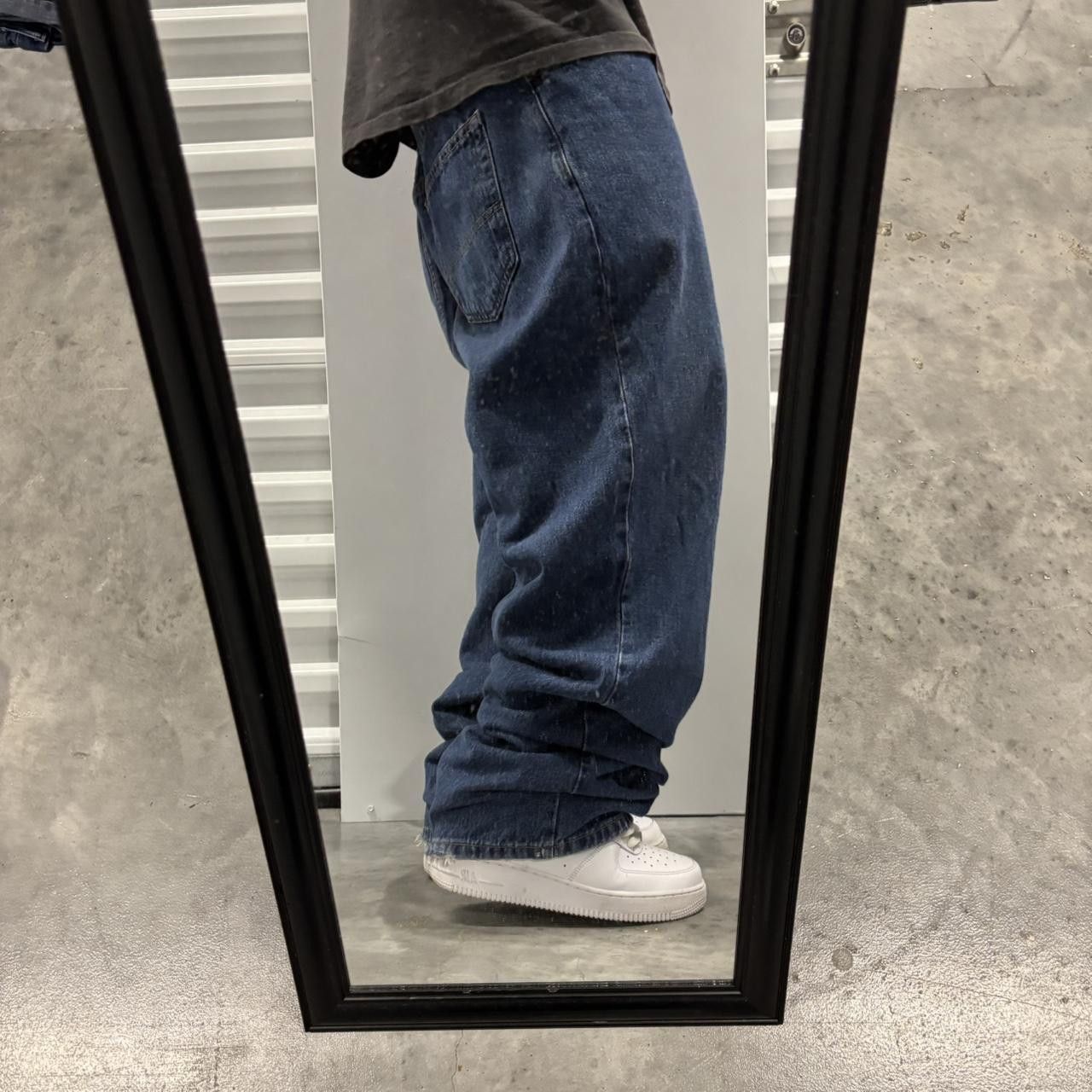 Japanese Brand × Vintage Crazy Vintage Y2K/2000s Baggy Dark Blue Wash Skater Denim Jeans! Size US 38 / EU 54 - 2 Thumbnail