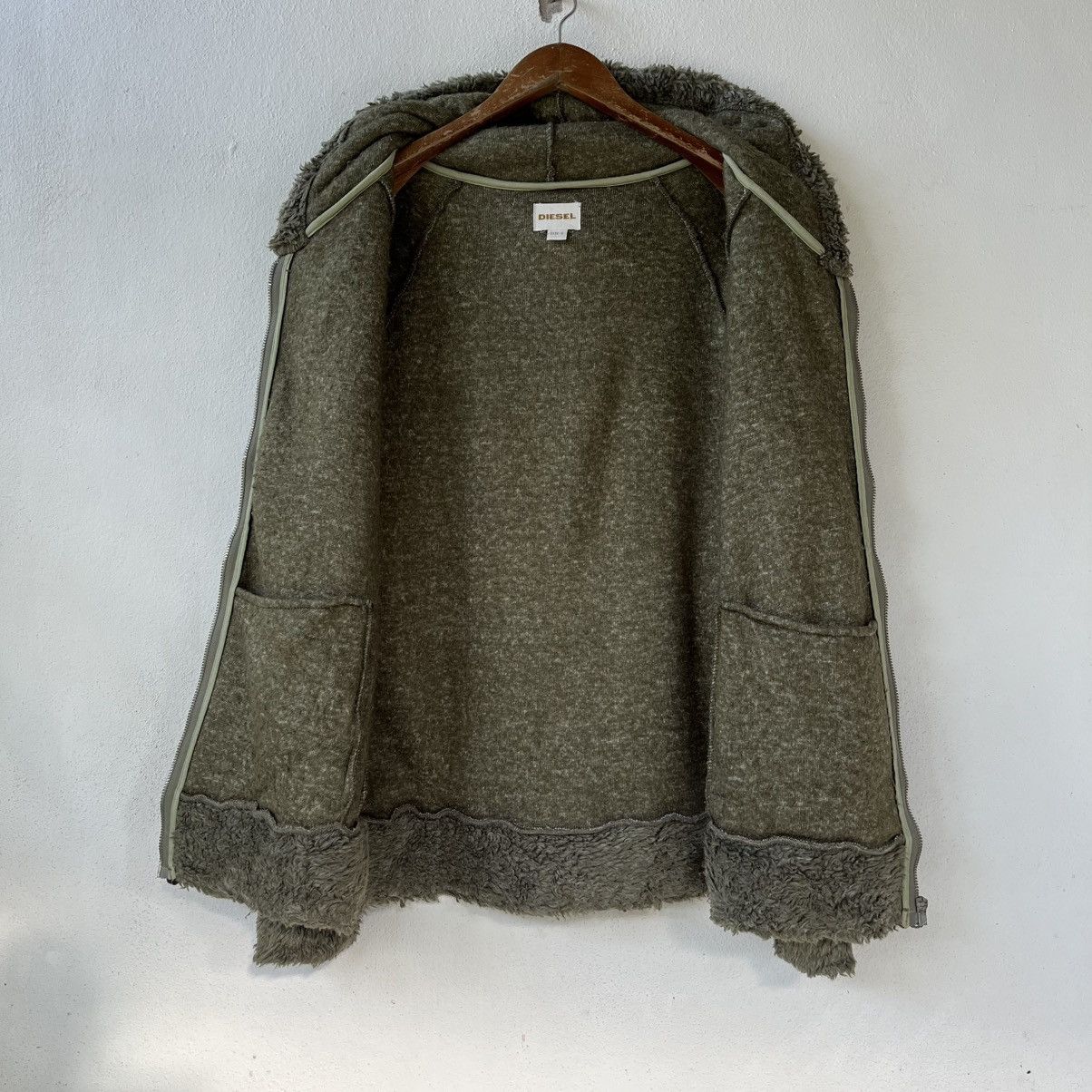 Diesel Diesel Made in Italy Fuzzy Boa Hoodie Olive Green Y2K Size US S / EU 44-46 / 1 - 4 Thumbnail