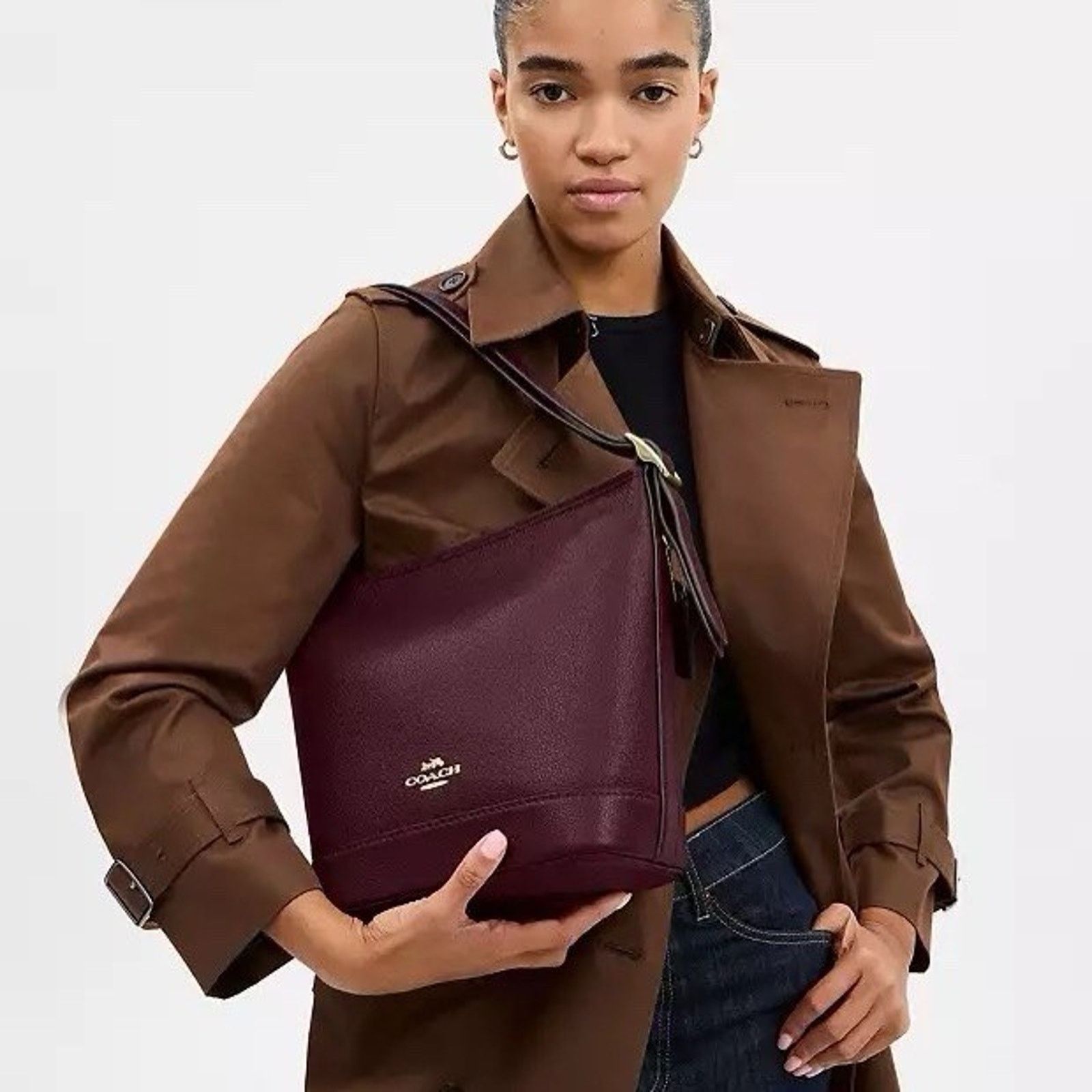 Coach NWT COACH Jude Duffle bag Leather CBH18 Dark Wine Size ONE SIZE - 10 Thumbnail