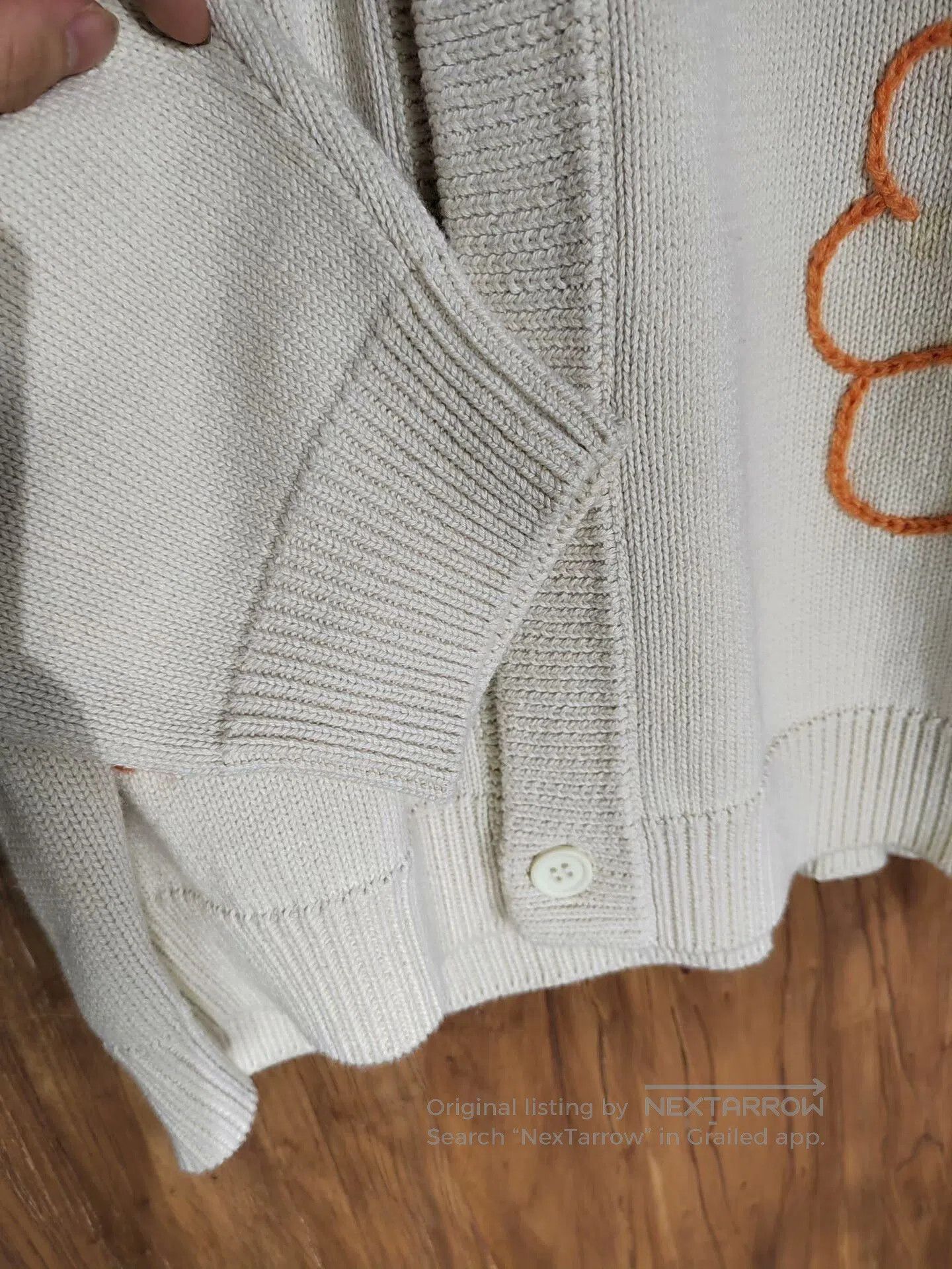 Japanese Brand White Floral Knit Cardigan. Size S / US 4 / IT 40 - 3 Thumbnail