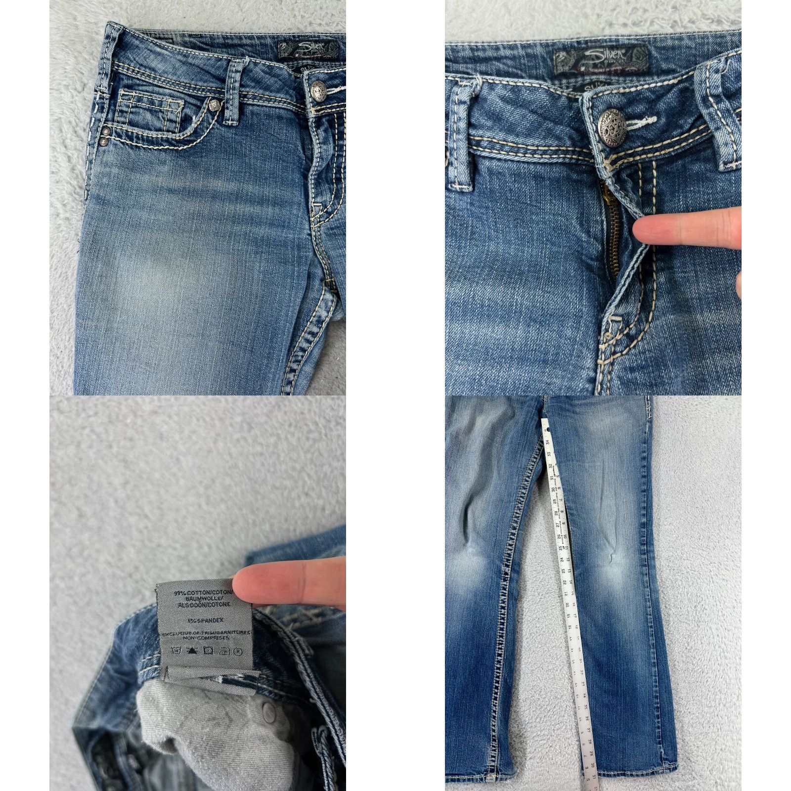 Silver Jeans Co. Silver Jeans Women's Blue Denim Suki Bootcut Jeans Size 30 Mid Rise Cotton Stretch Size 30" / US 8 / IT 44 - 8 Thumbnail