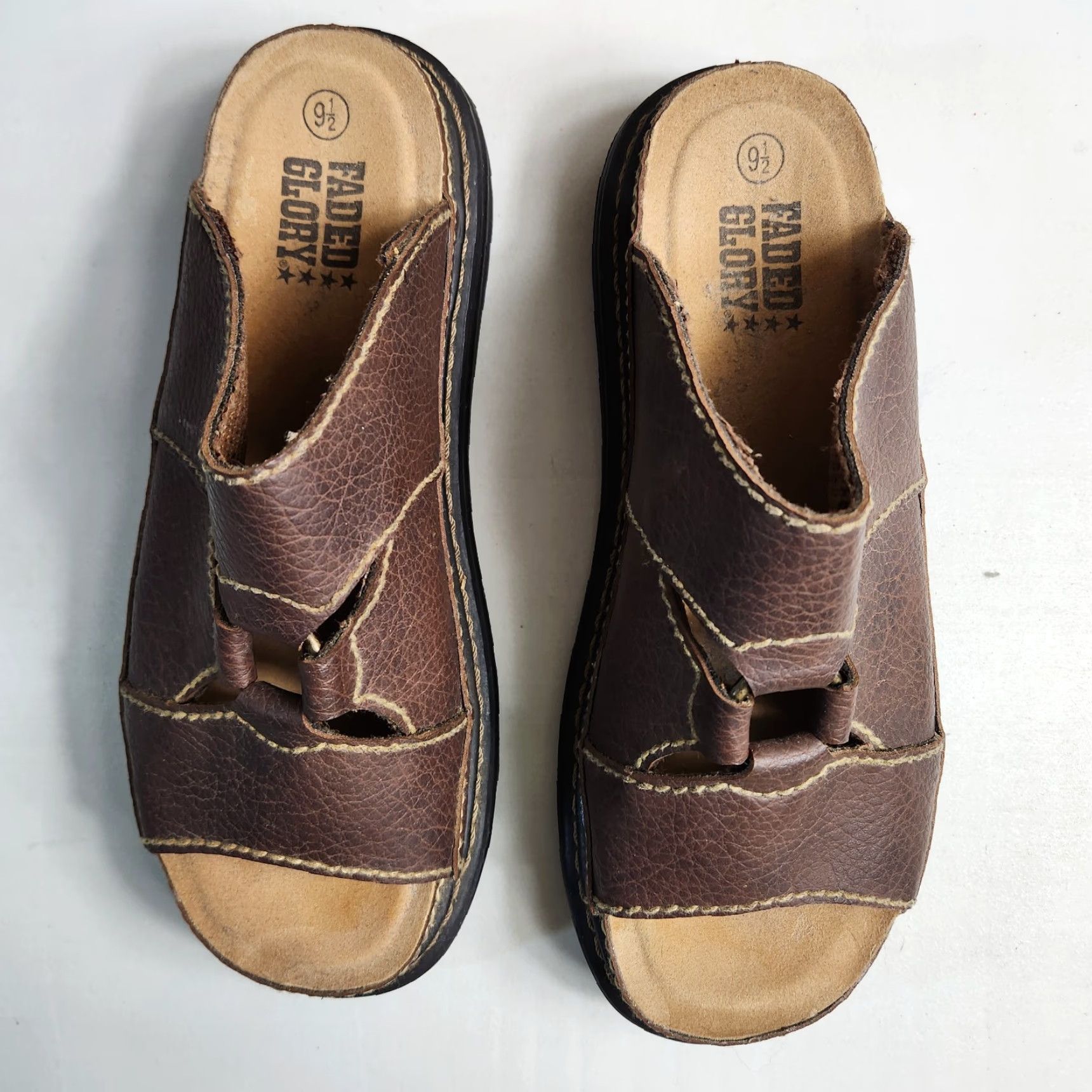Faded Glory Faded Glory Sandal Womens 9.5 Brown Vegan Leather Chunky Lug Platform 90s Y2K Bohemian Grunge Hippie Slide Casual Flat Size US 10 / IT 40 - 3 Thumbnail