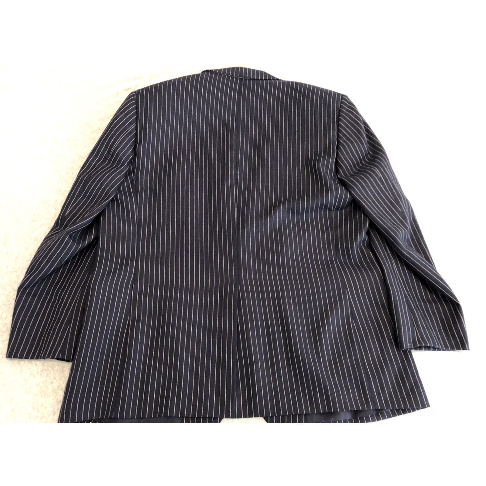 Brooks Brothers Brooks Brothers 1818 Fitzgerald Cashmere Silk Blue Striped Jacket Blazer 46R Men Sport Coat Regular Two Button Size 46R - 6 Thumbnail
