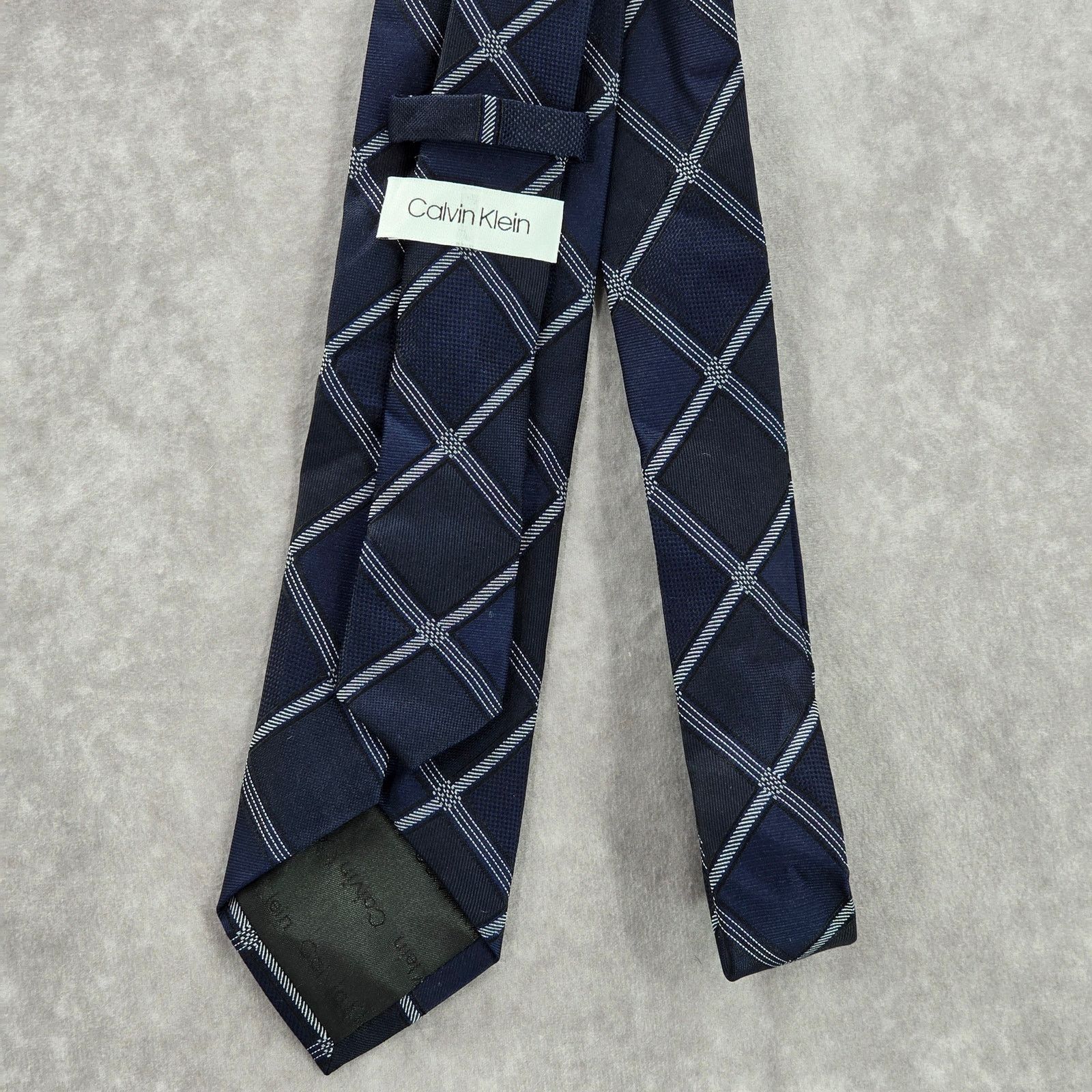 Calvin Klein Calvin Klein Blue Plaid Tartan 100% Silk Men's Neck Tie Size 30 - 3 Thumbnail