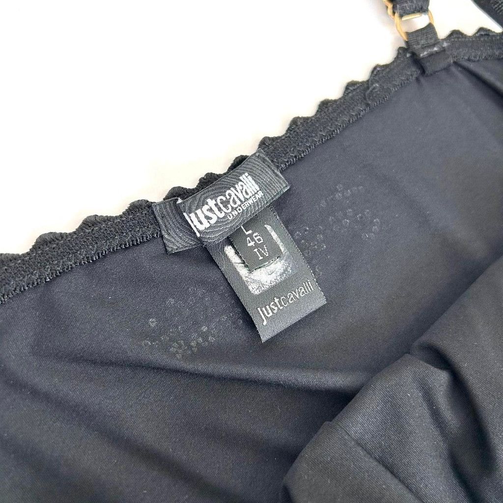 Just Cavalli y2k Cavalli black tank top with lace leopard print trim Size L / US 10 / IT 46 - 4 Thumbnail