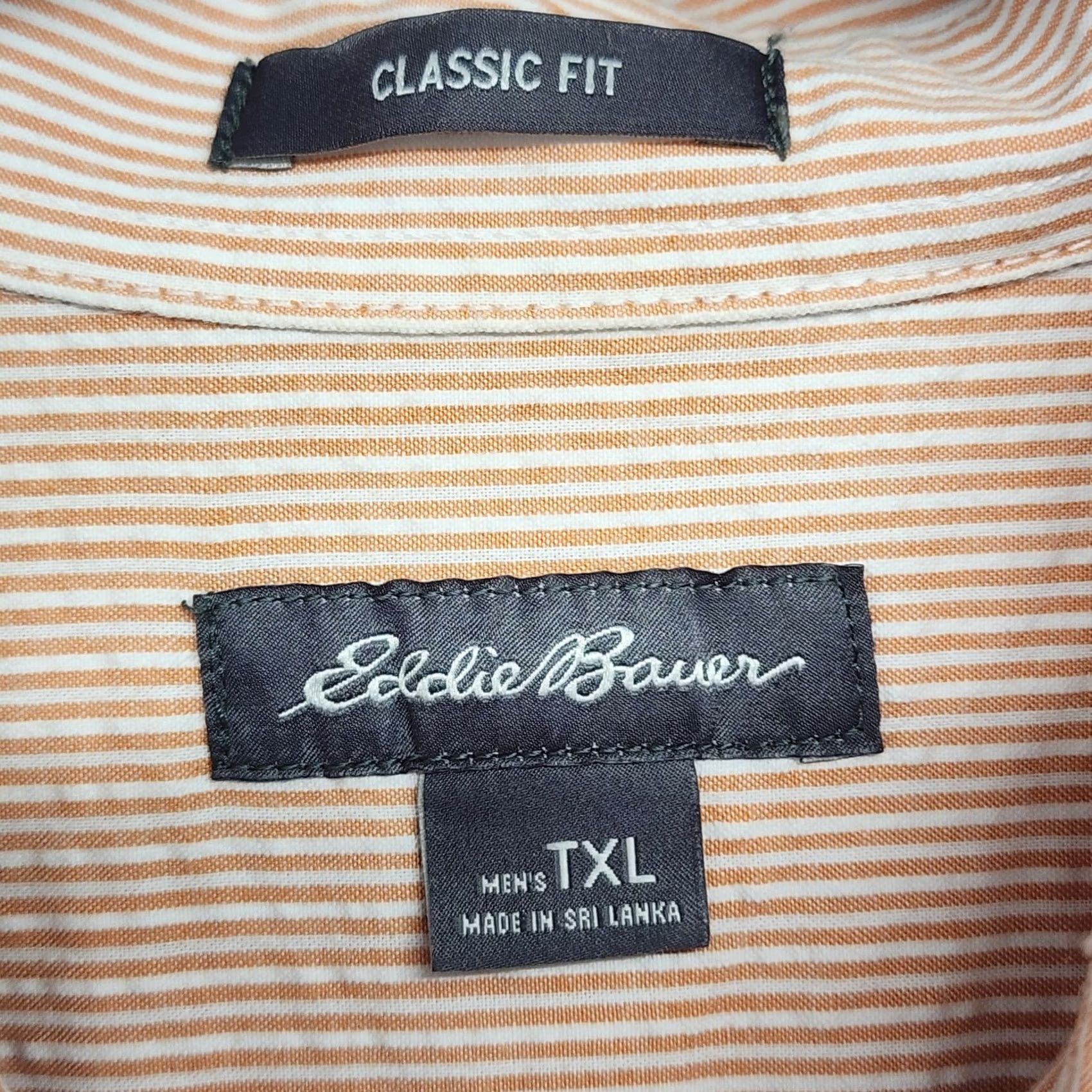 Eddie Bauer Eddie Bauer Shirt Men TXL Tall XL Seersucker Orange White Short Sleeve Button Up Size US XL / EU 56 / 4 - 3 Thumbnail