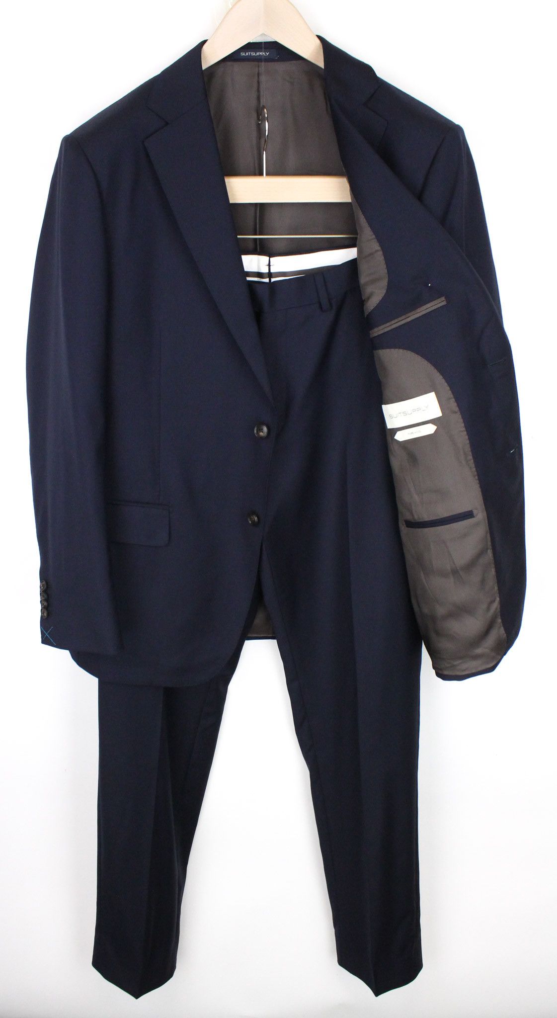 image of Suitsupply Napoli Uk42R Blue Wool Twill Suit 67582, Men's